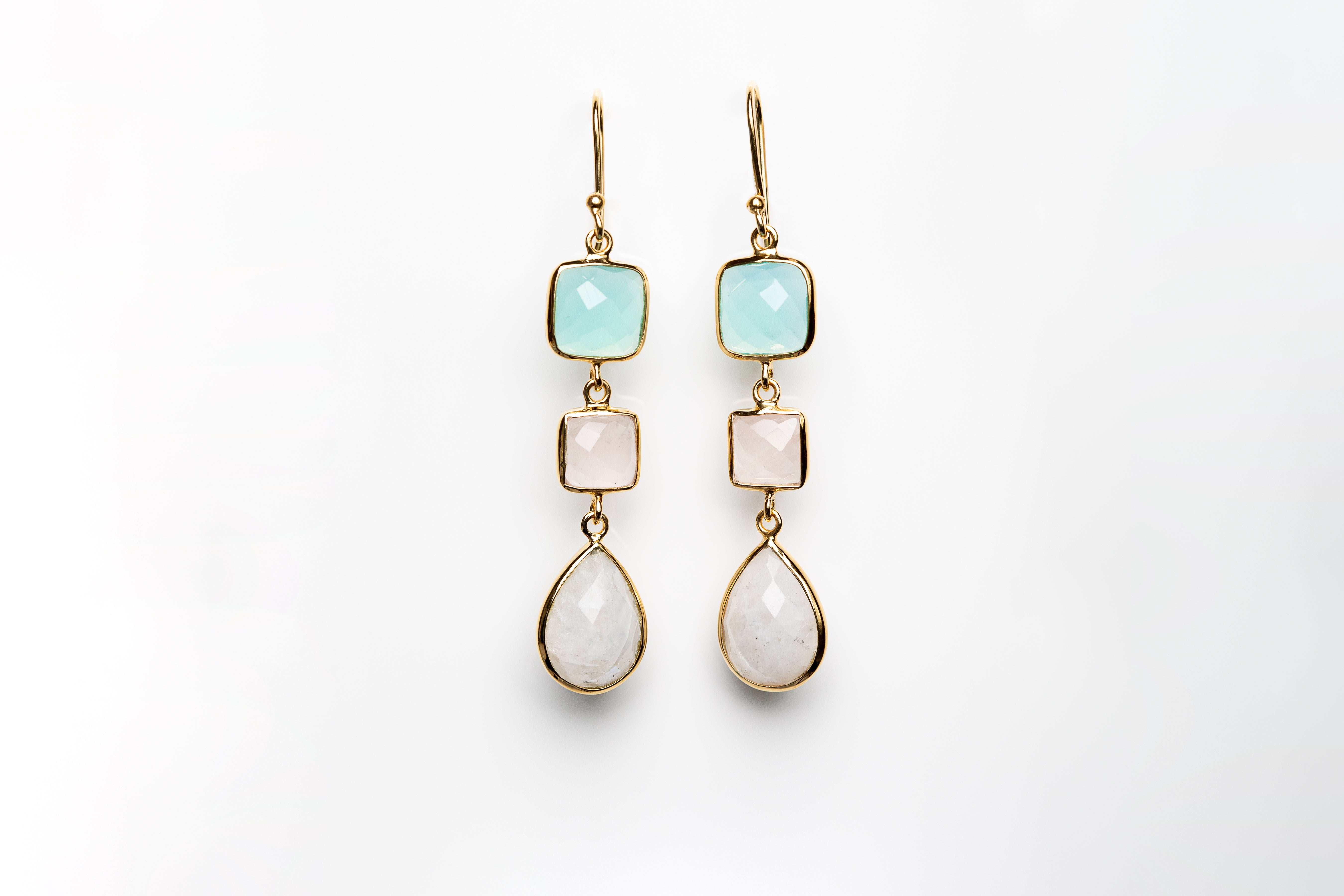 Gold Gemstone Drop Earrings