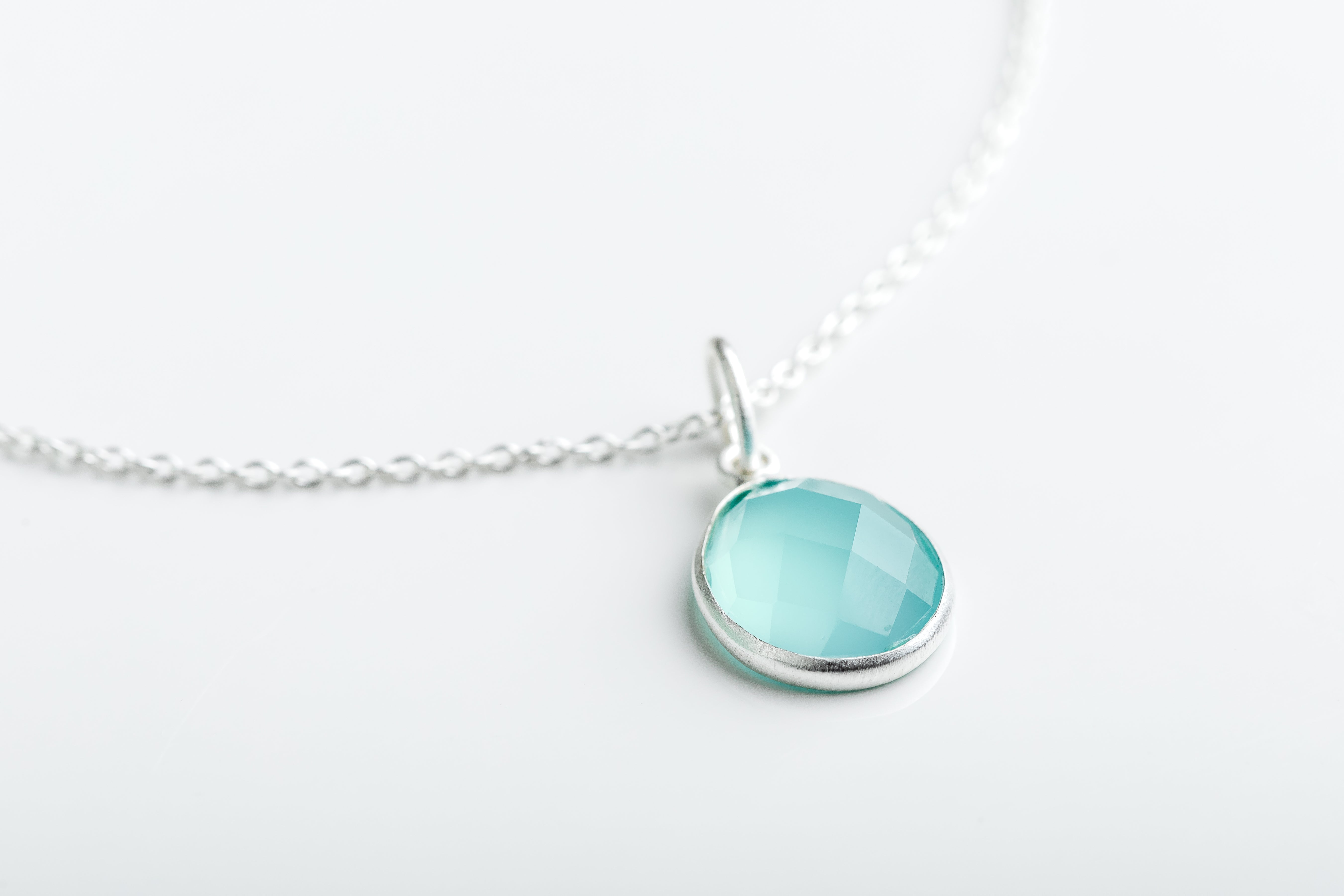 Silver Aqua Chalcedony Necklace