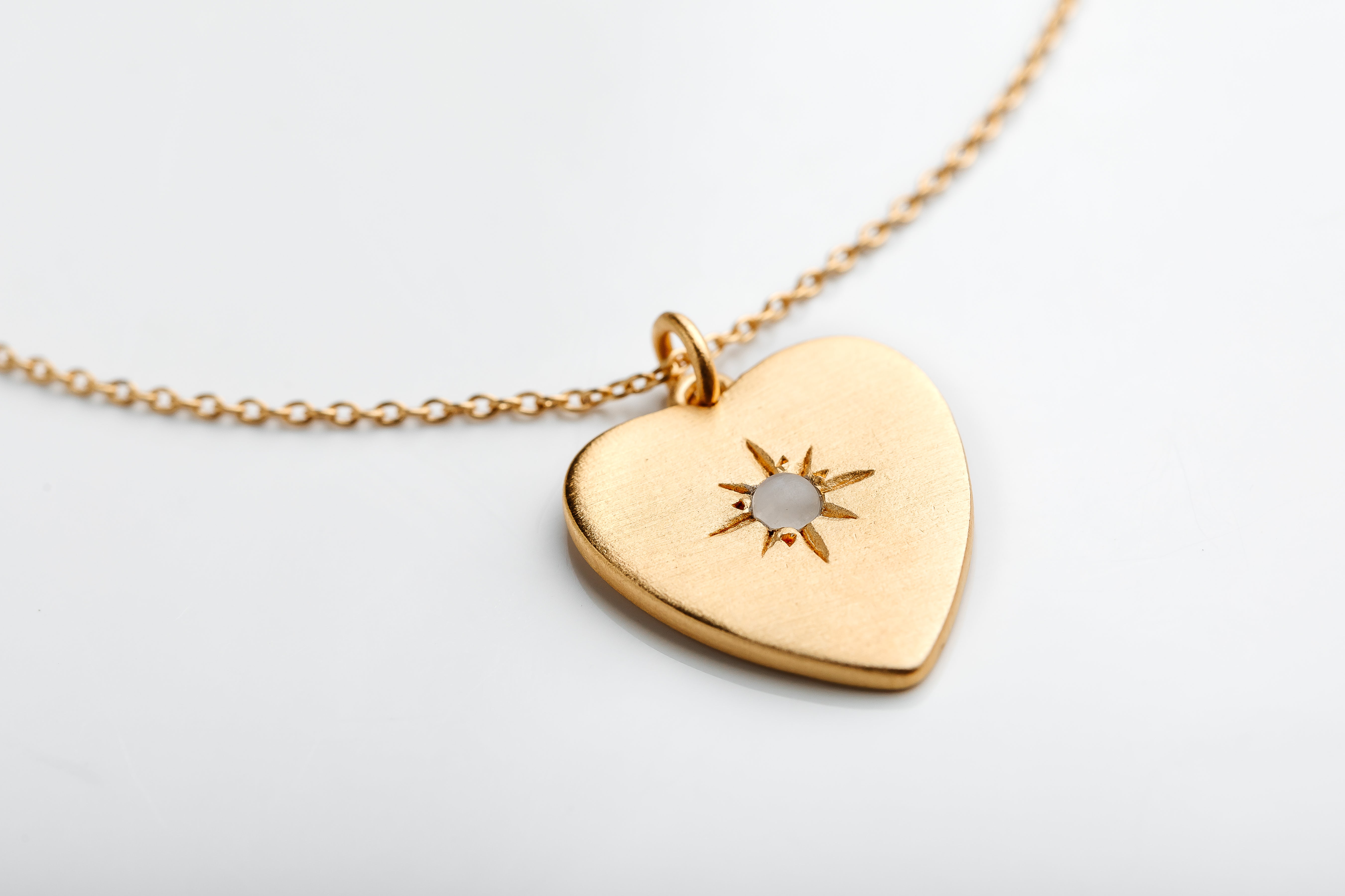 Gold Moonstone Heart Necklace