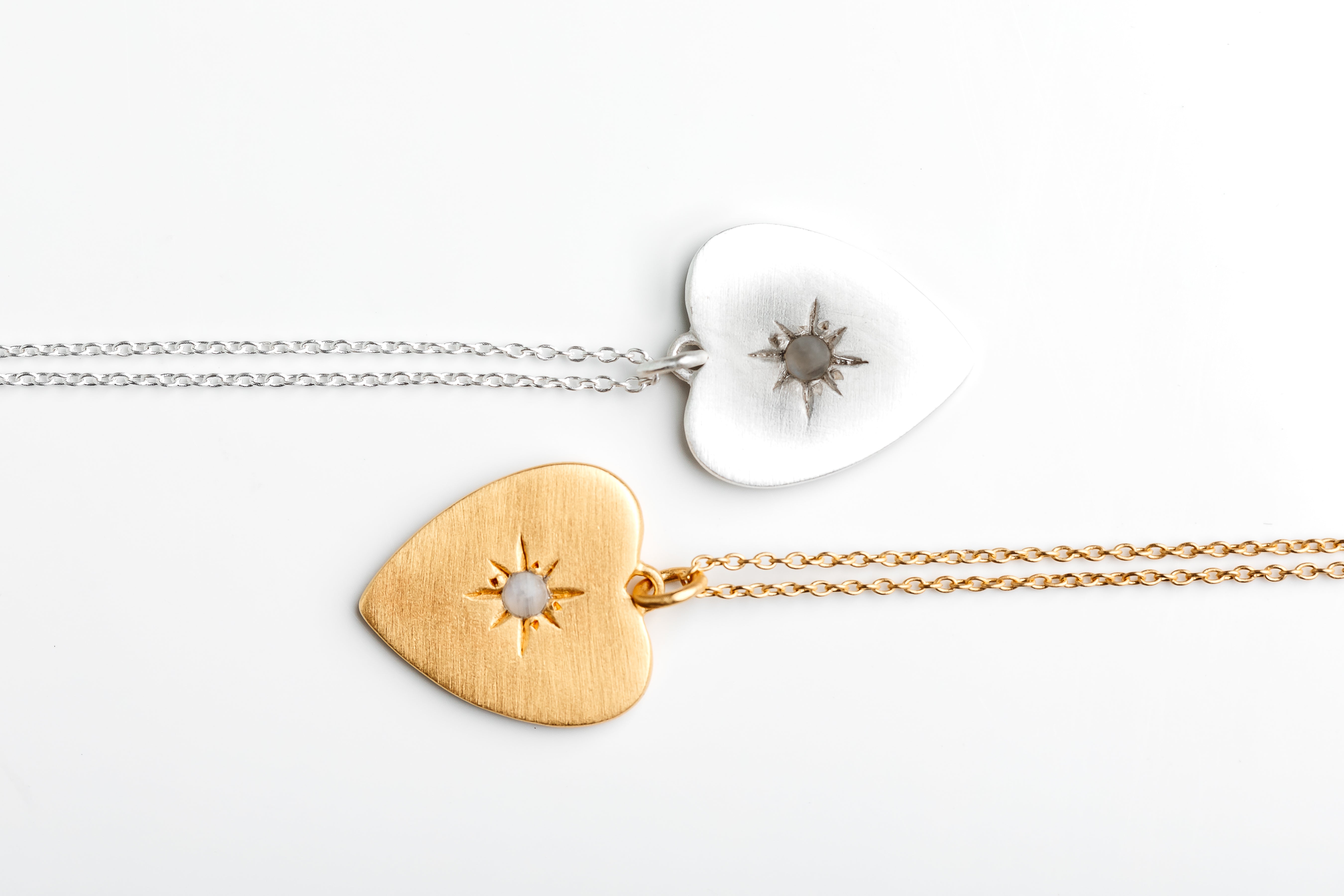 Silver Moonstone Heart Necklace