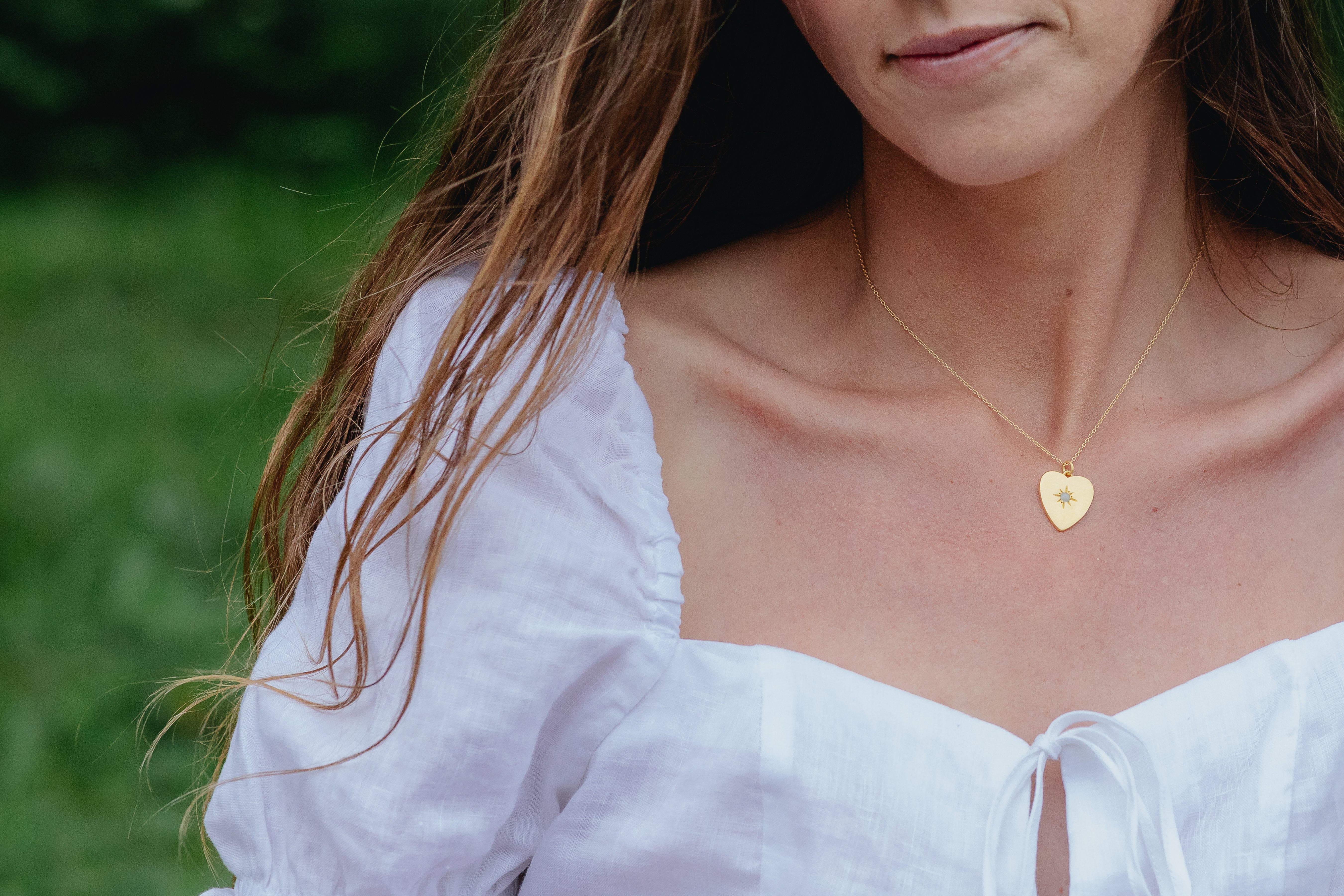 Gold Moonstone Heart Necklace