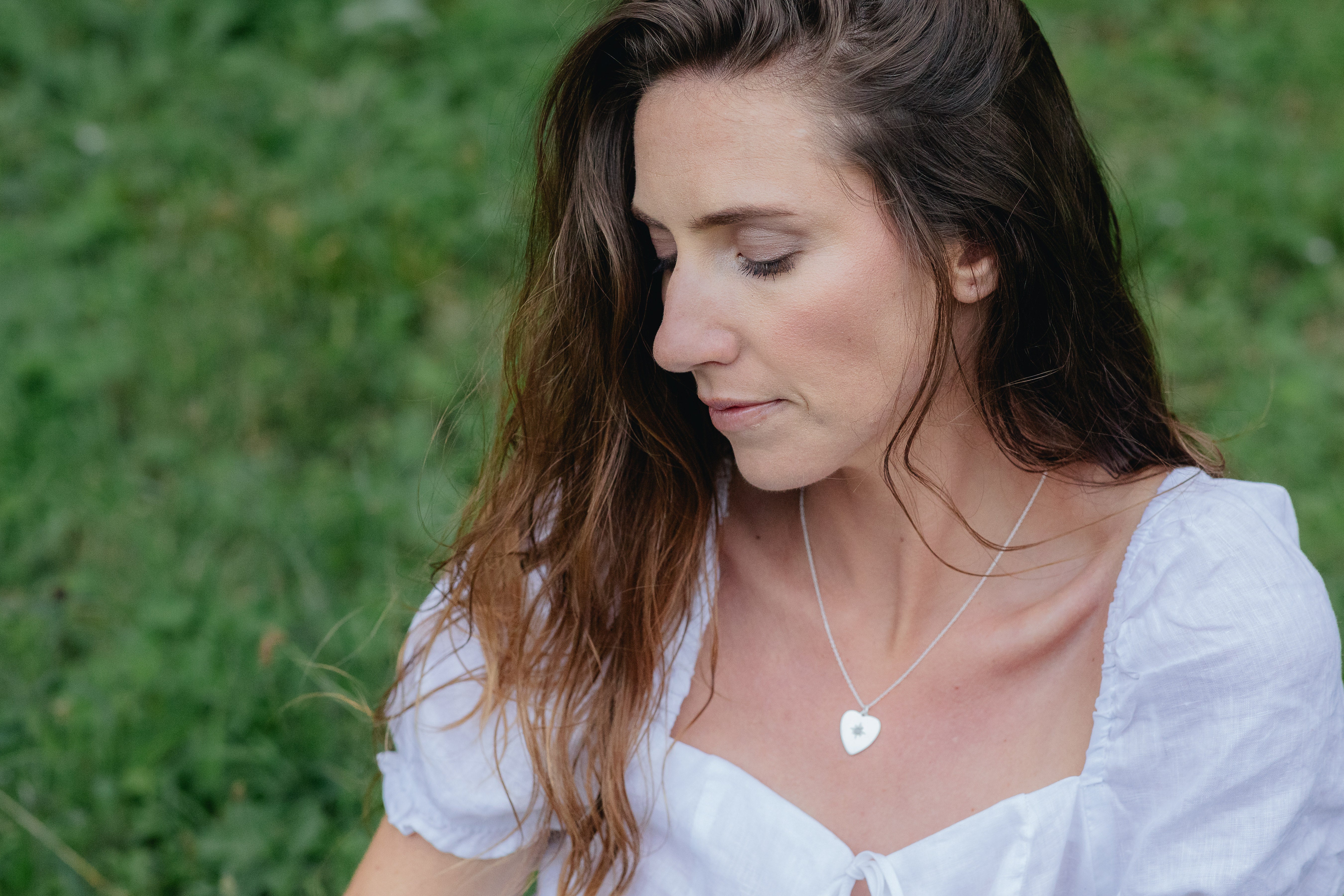 Silver Moonstone Heart Necklace