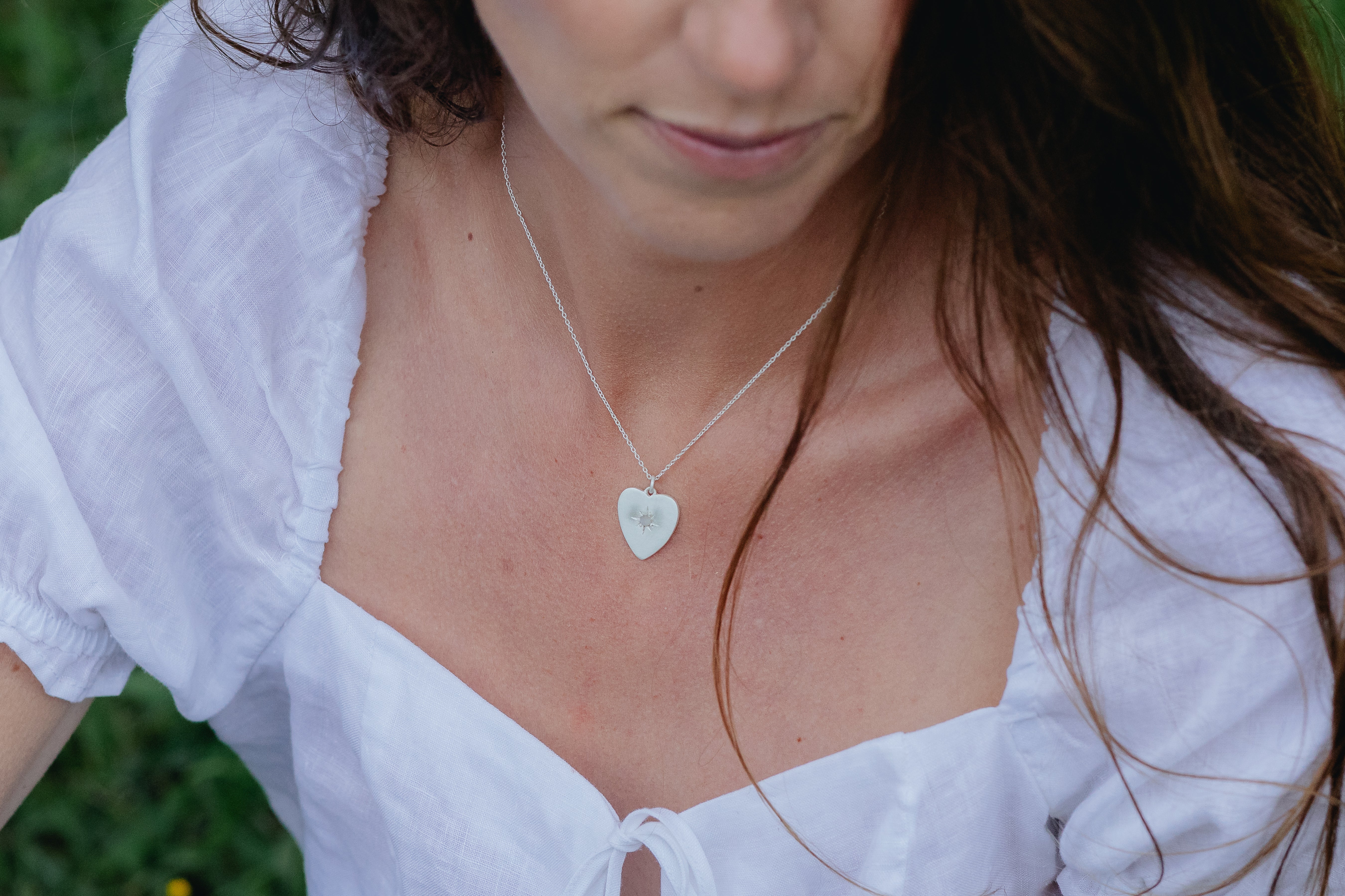 Silver Moonstone Heart Necklace