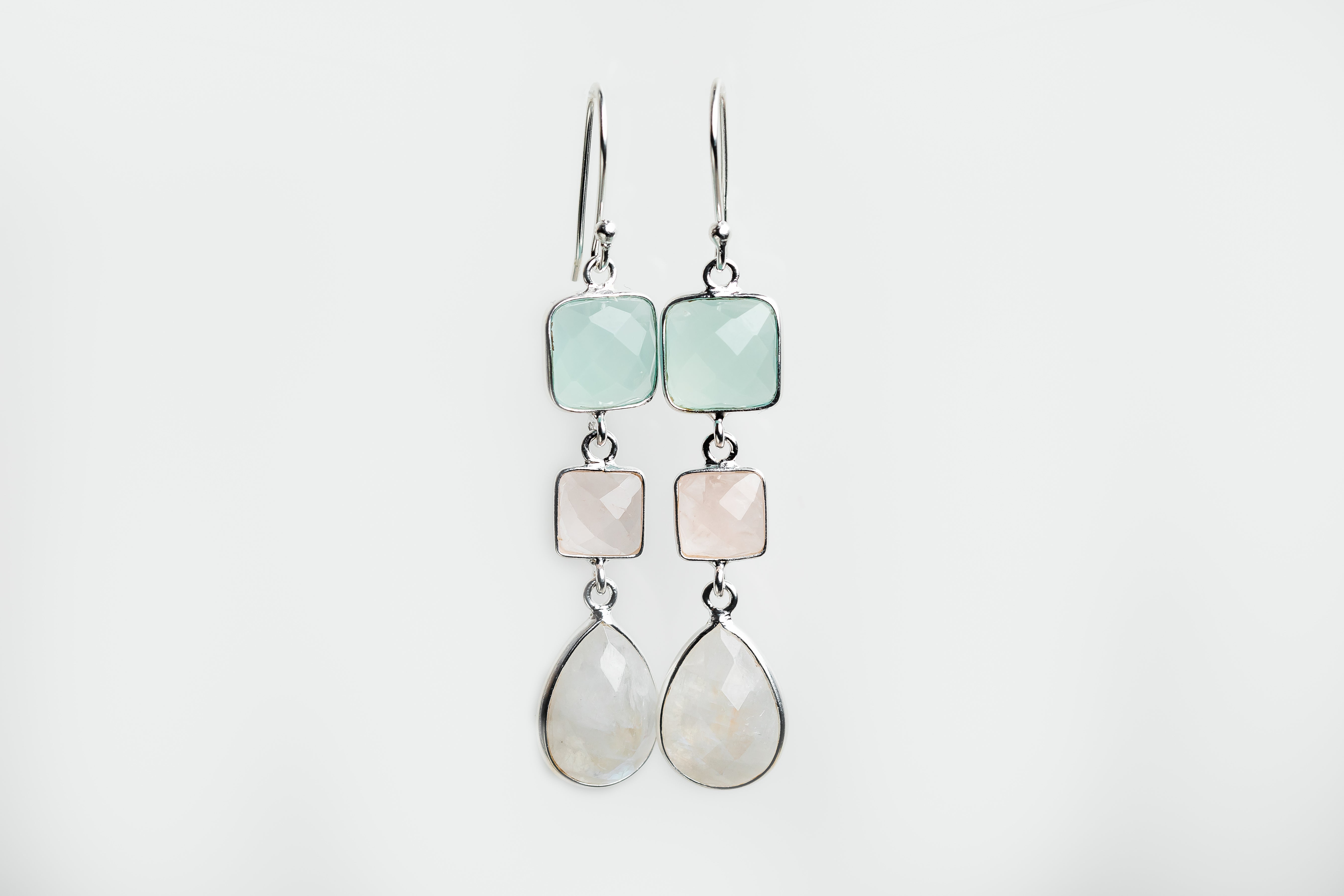 Silver Gemstone Drop Earrings