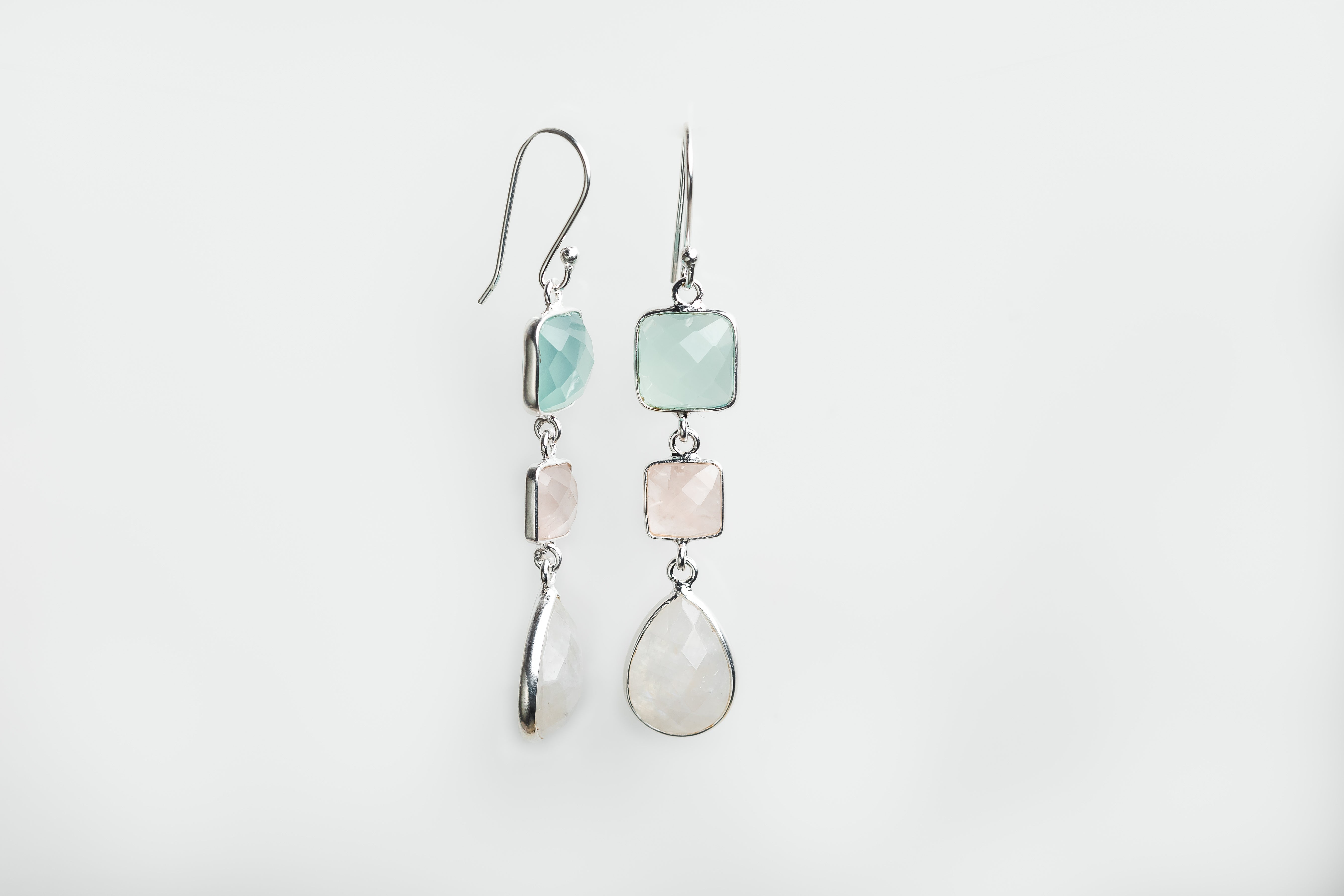 Silver Gemstone Drop Earrings