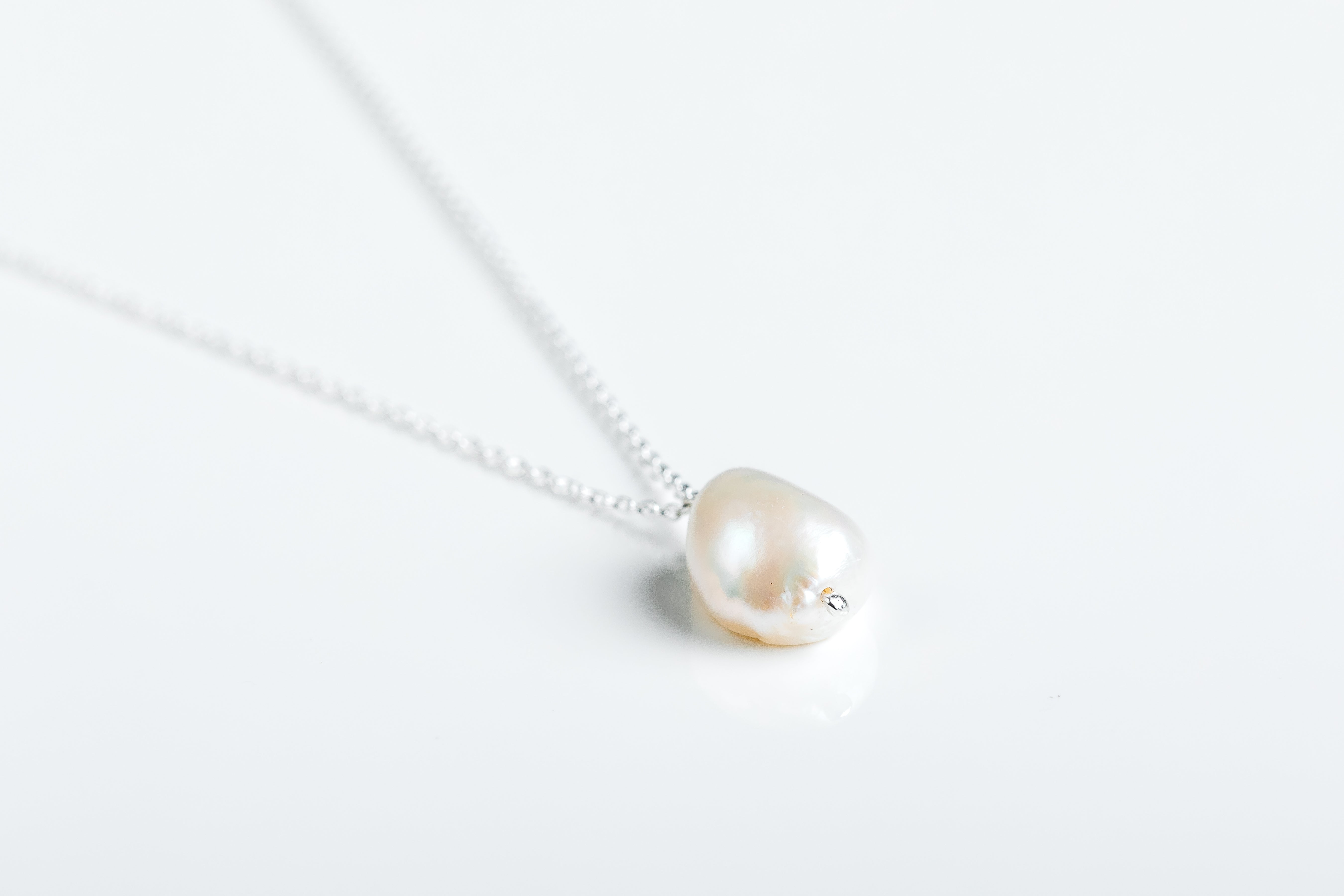 Baroque Pearl Necklace on a Silver Chain