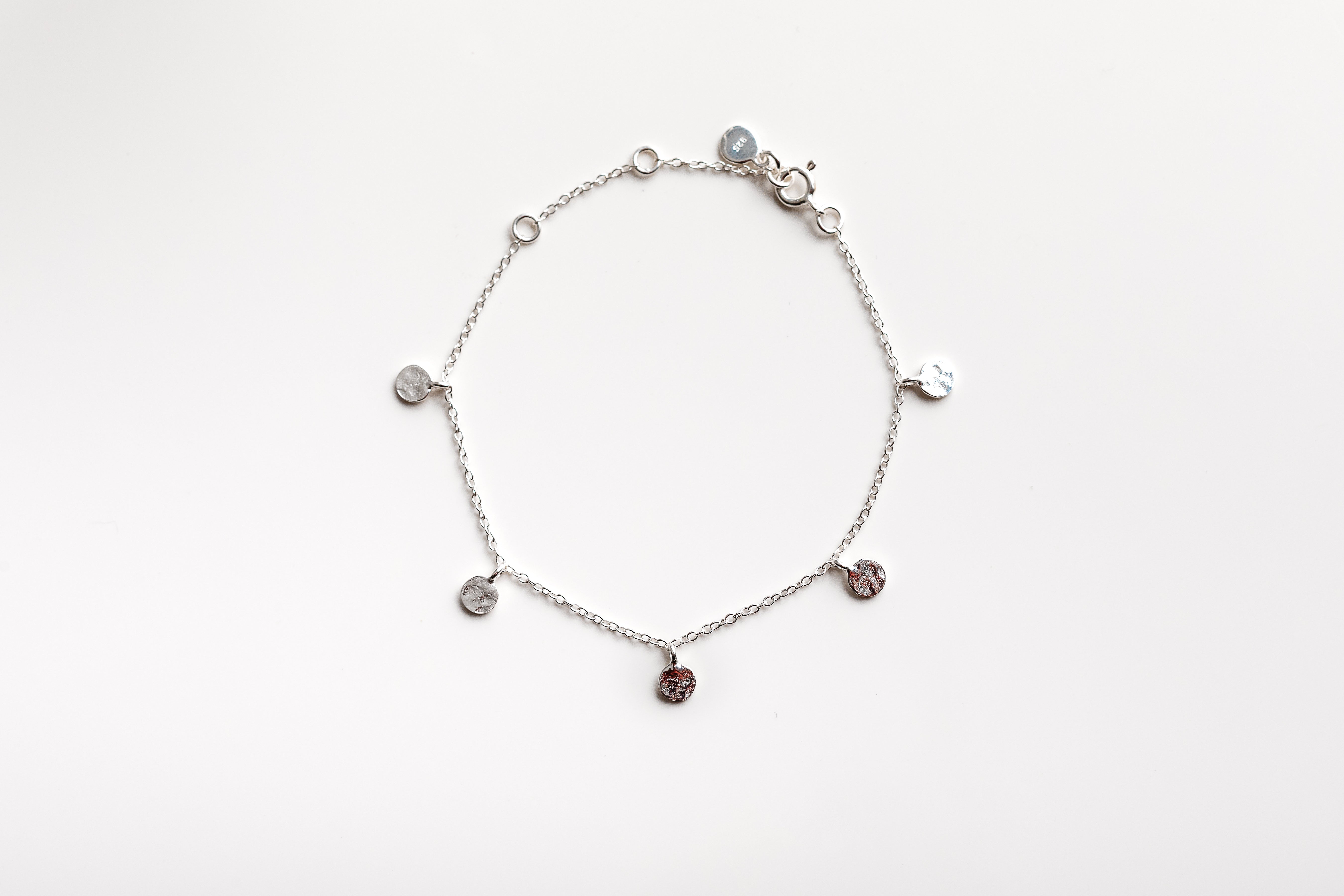 Silver Mini Hammered Disc Bracelet