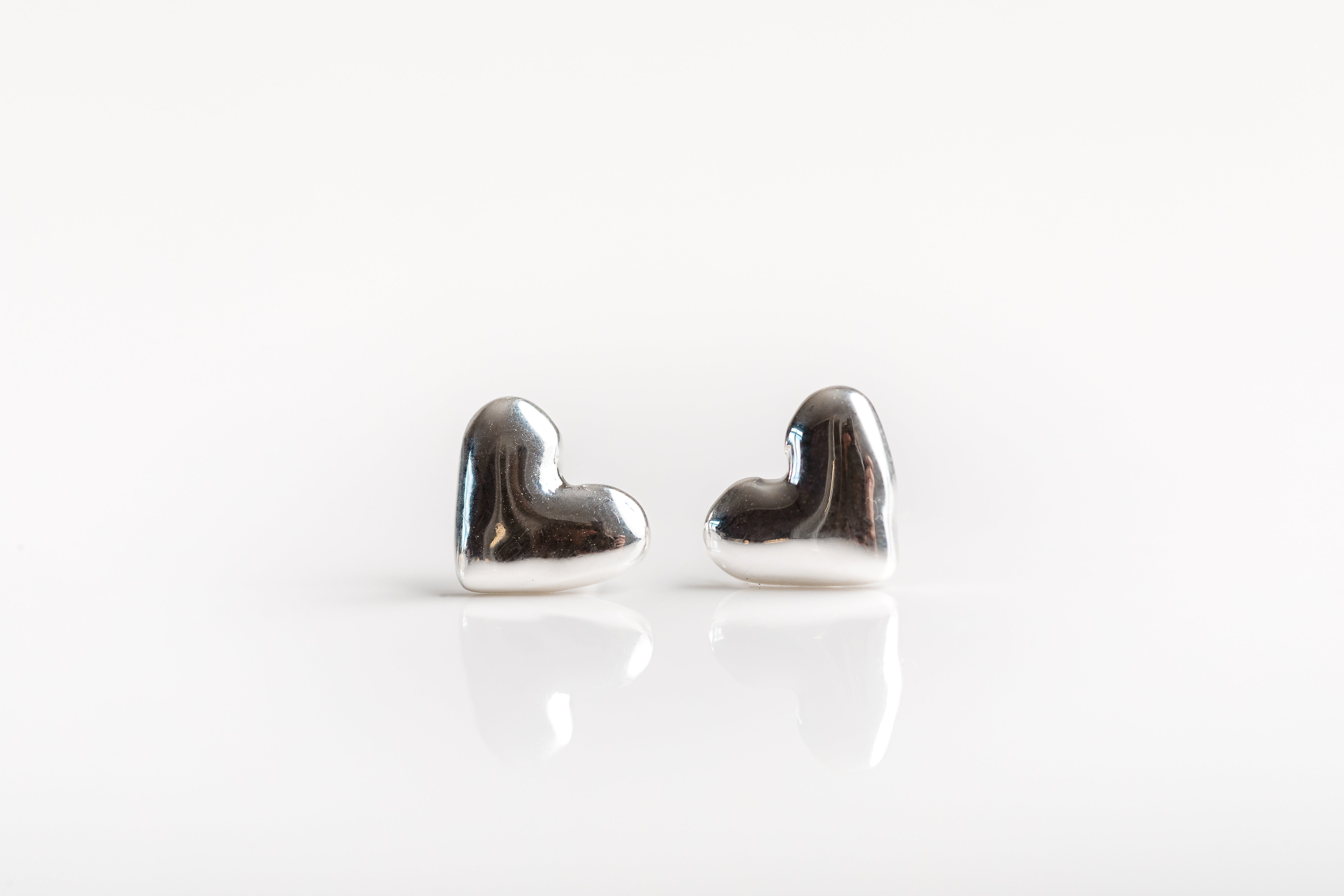 Silver Heart Stud Earrings