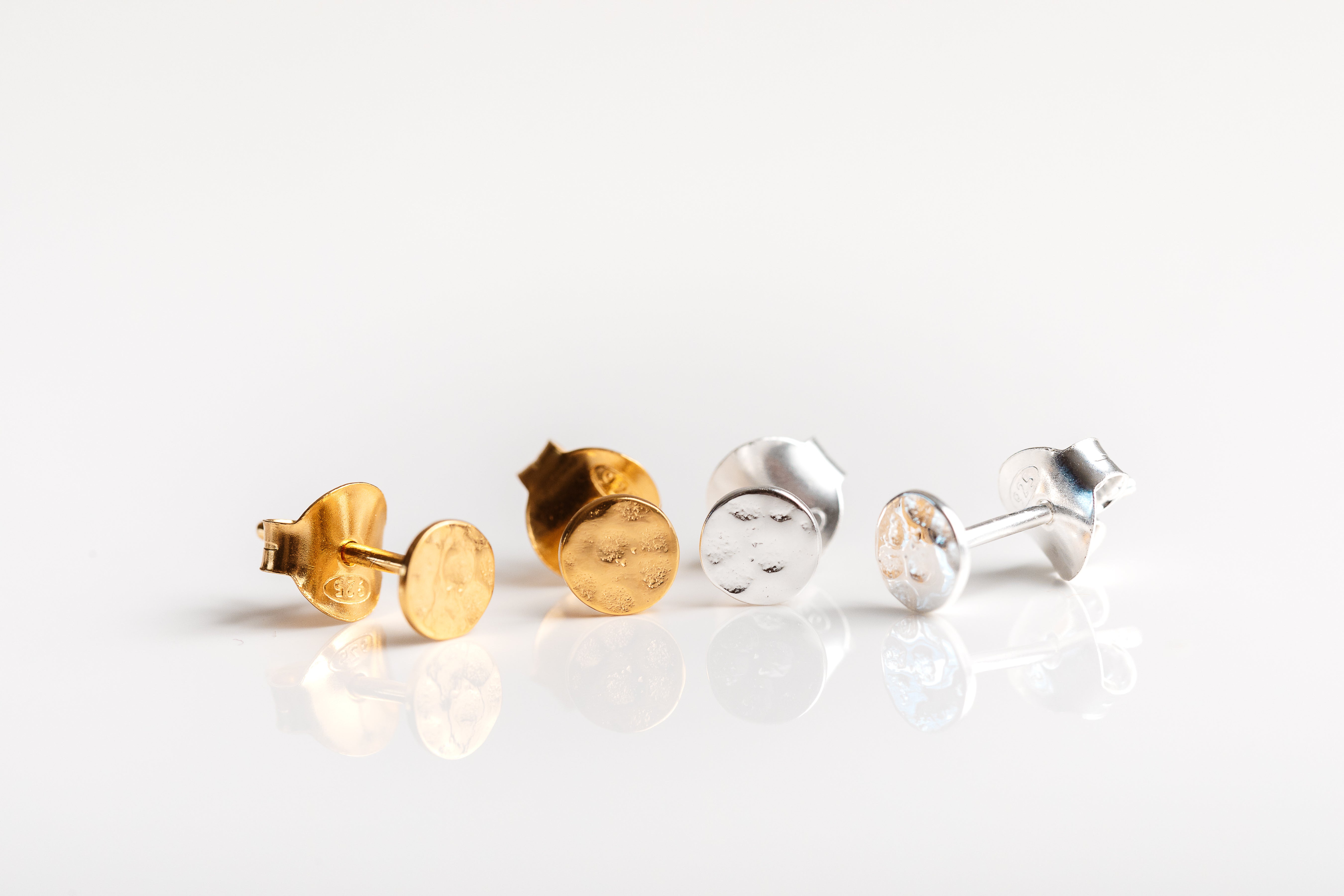 Silver Hammered Disc Stud Earrings