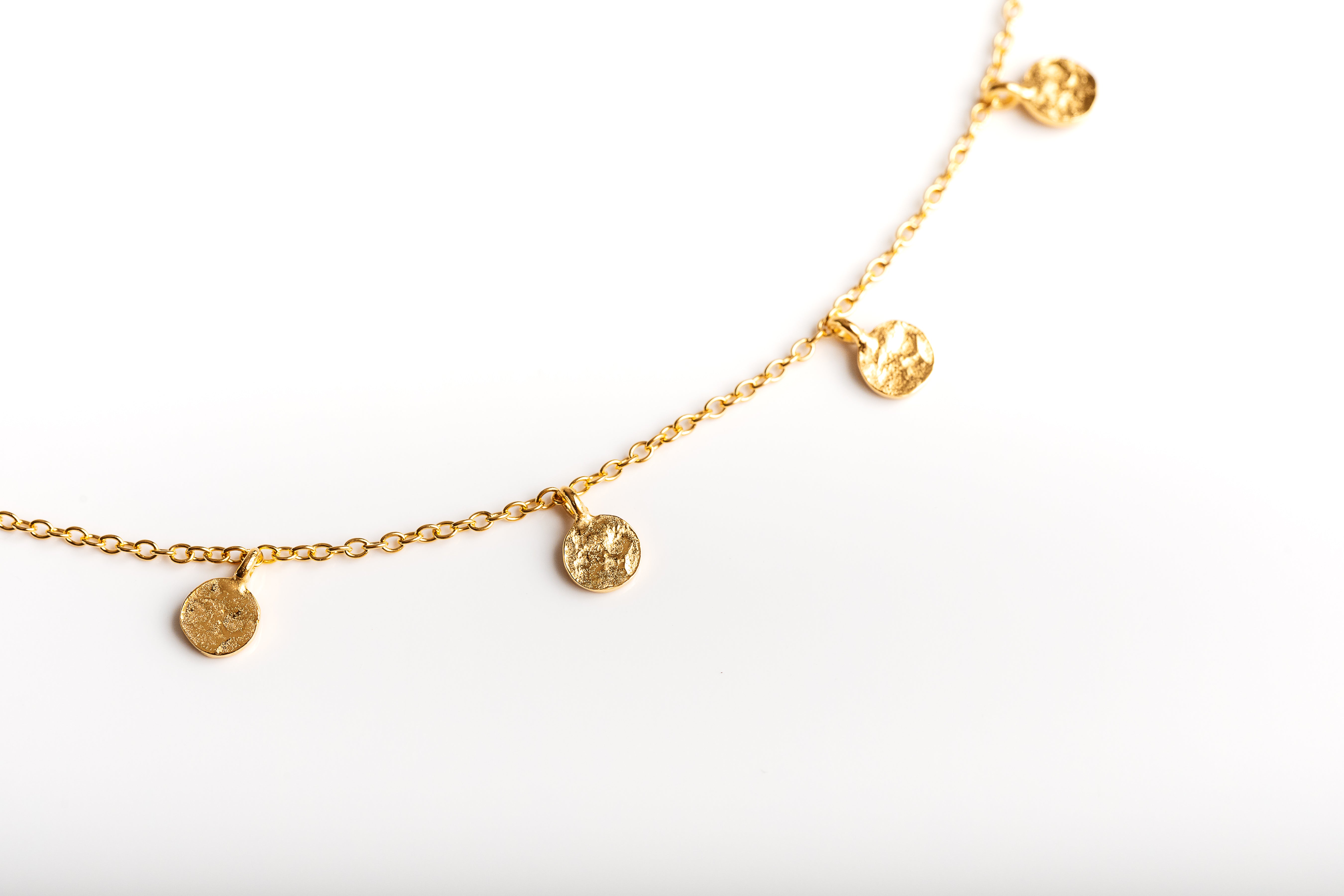 Gold Mini Hammered Disc Necklace