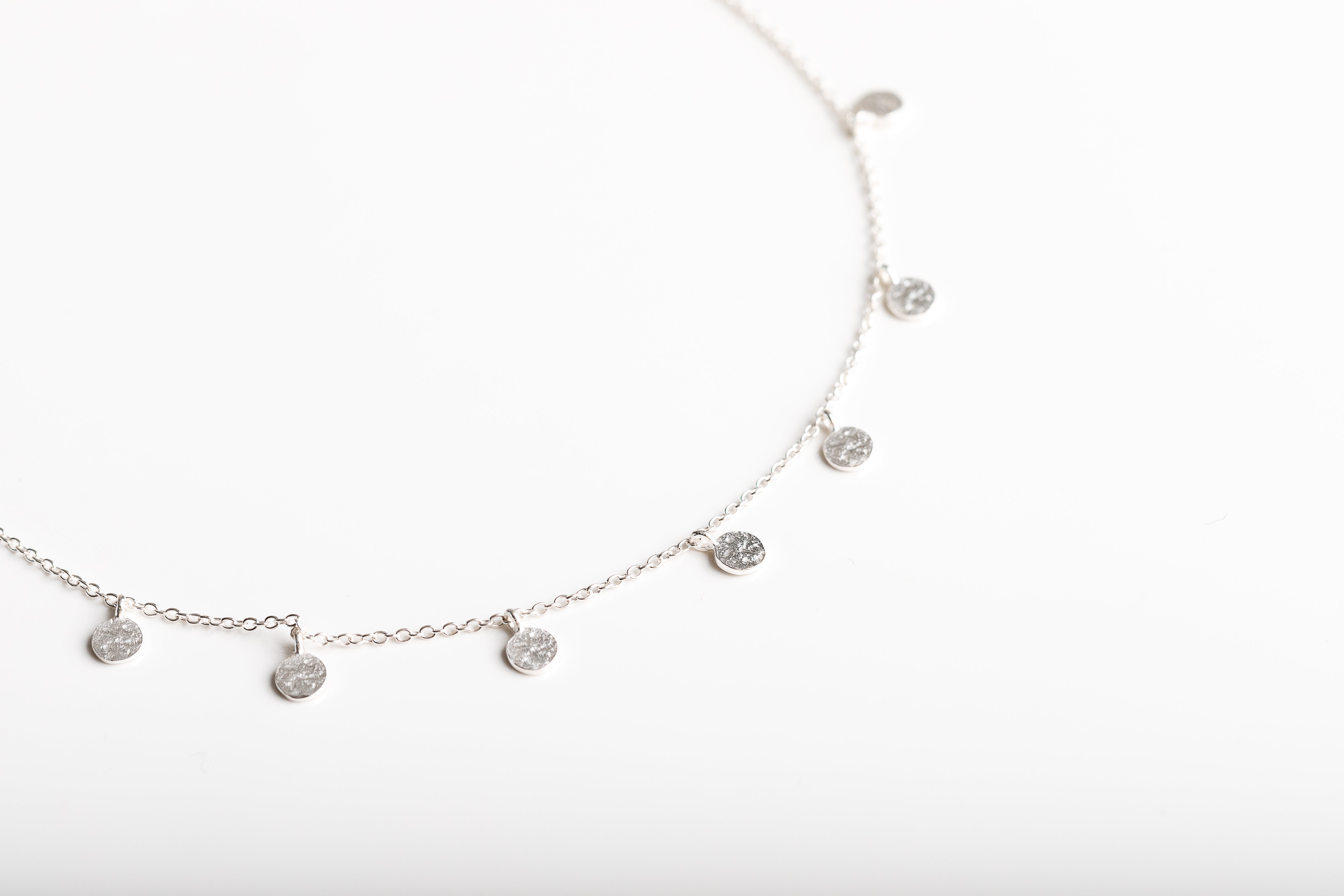 Silver Mini Hammered Disc Necklace