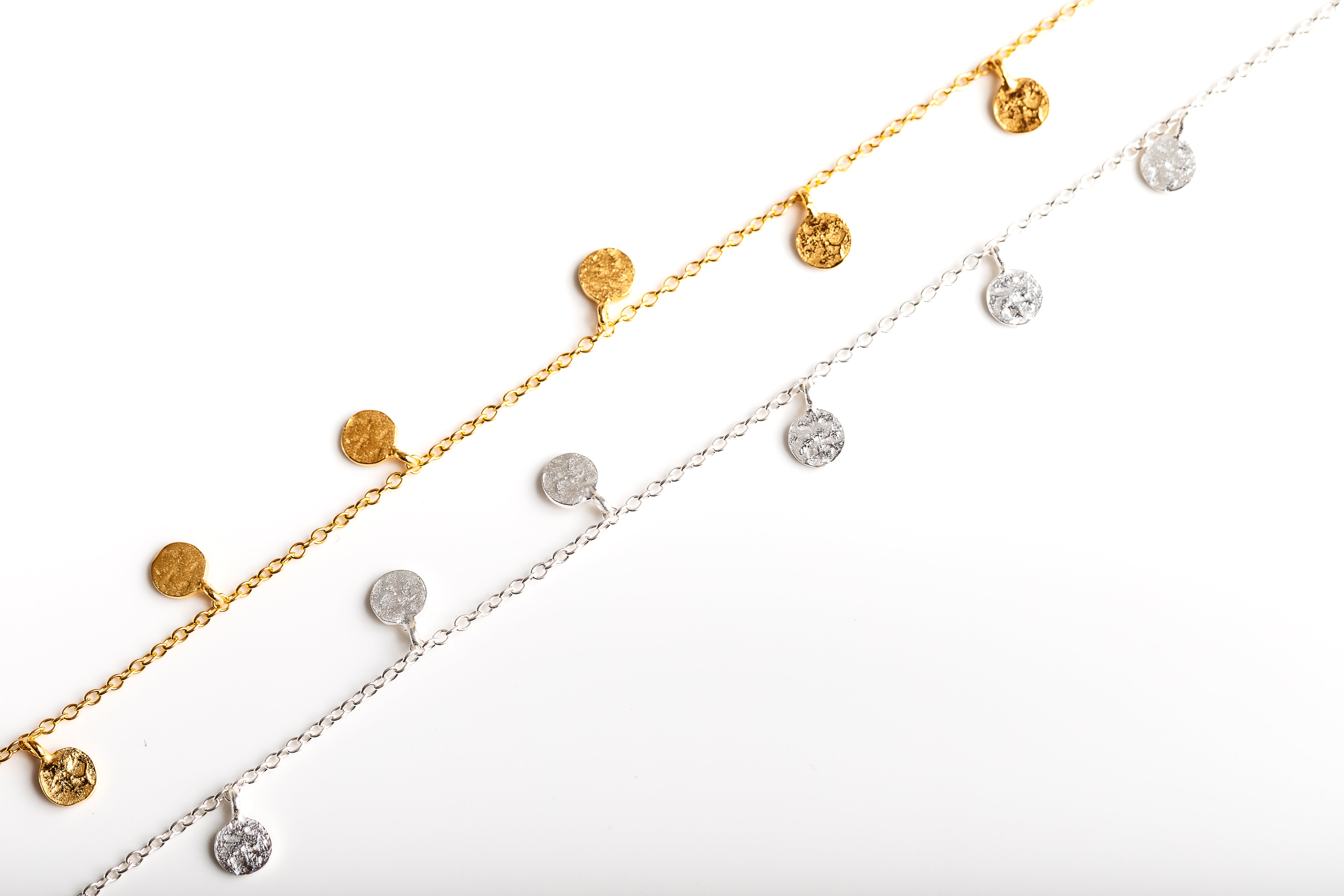 Silver Mini Hammered Disc Necklace