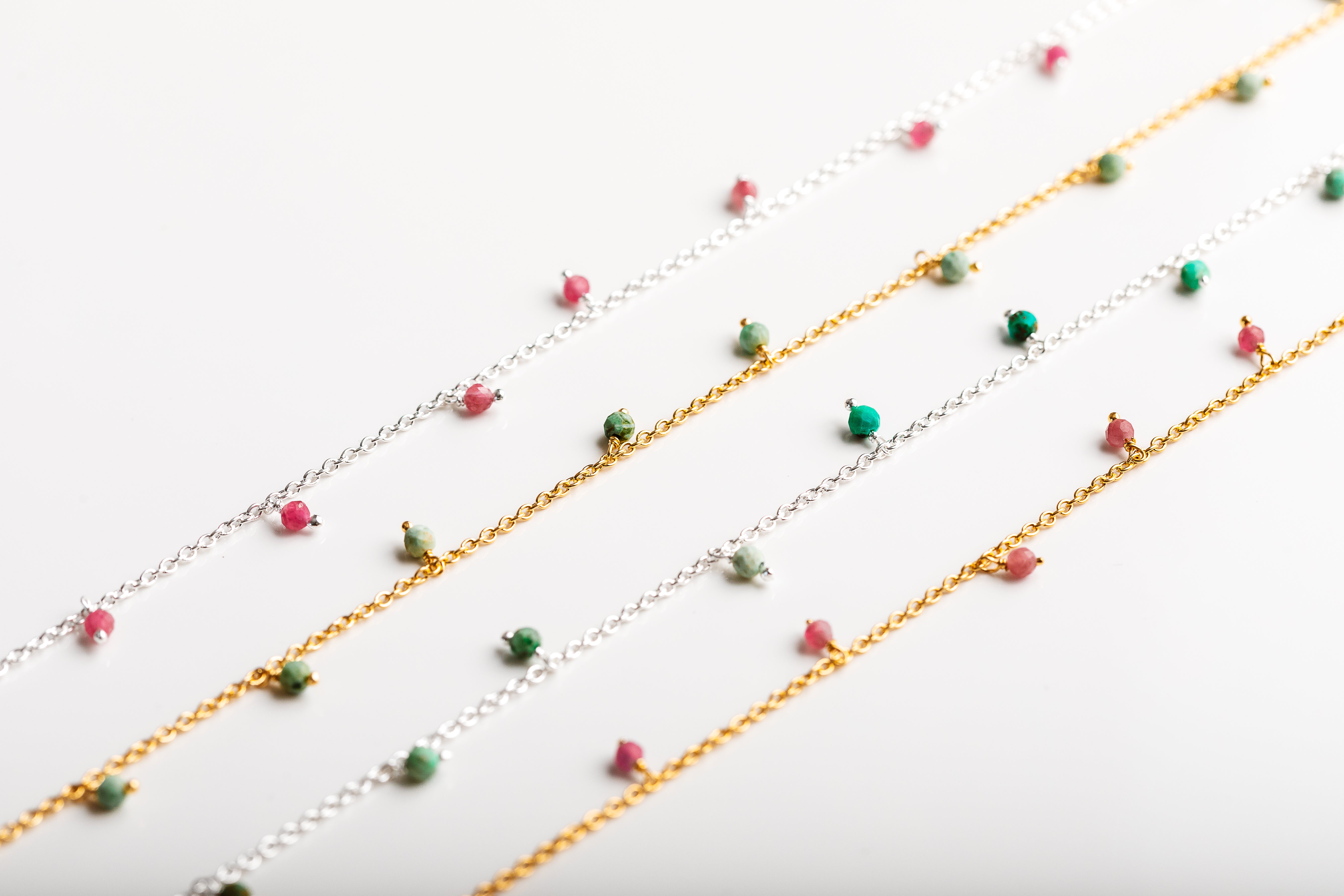 Silver Gemstone Beaded Necklace