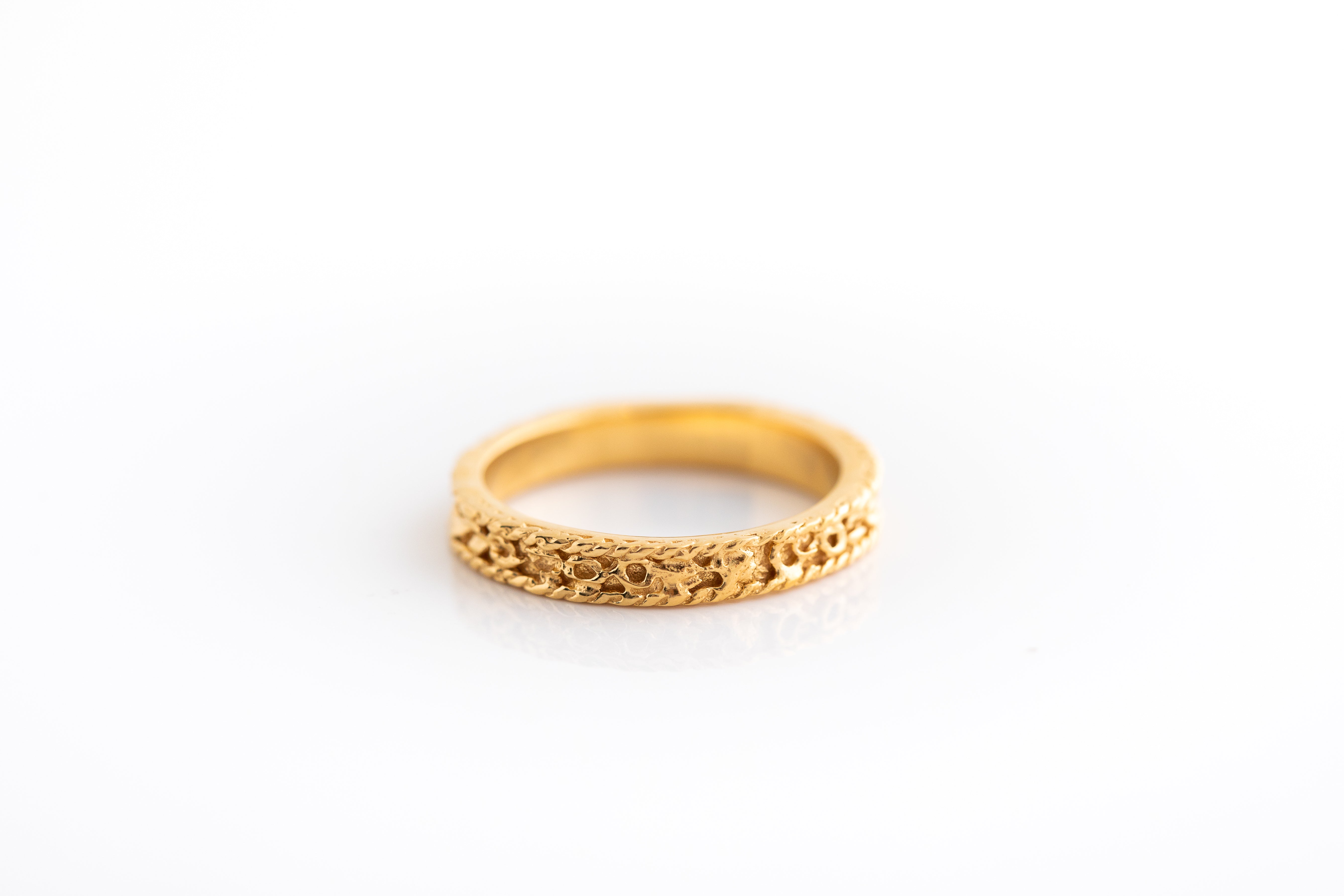 Gold Intricate Narrow Band Ring