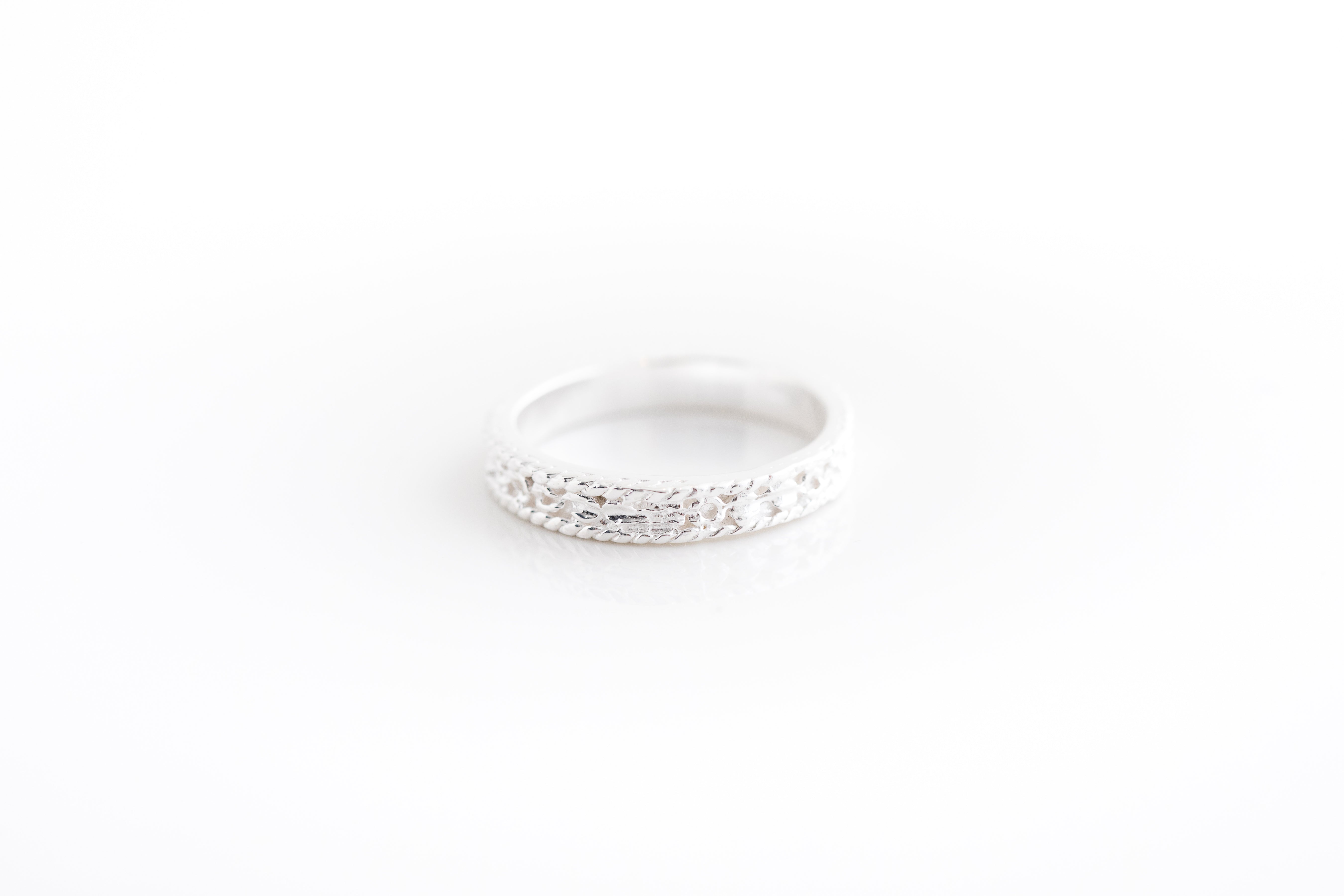 Silver Intricate Narrow Band Ring