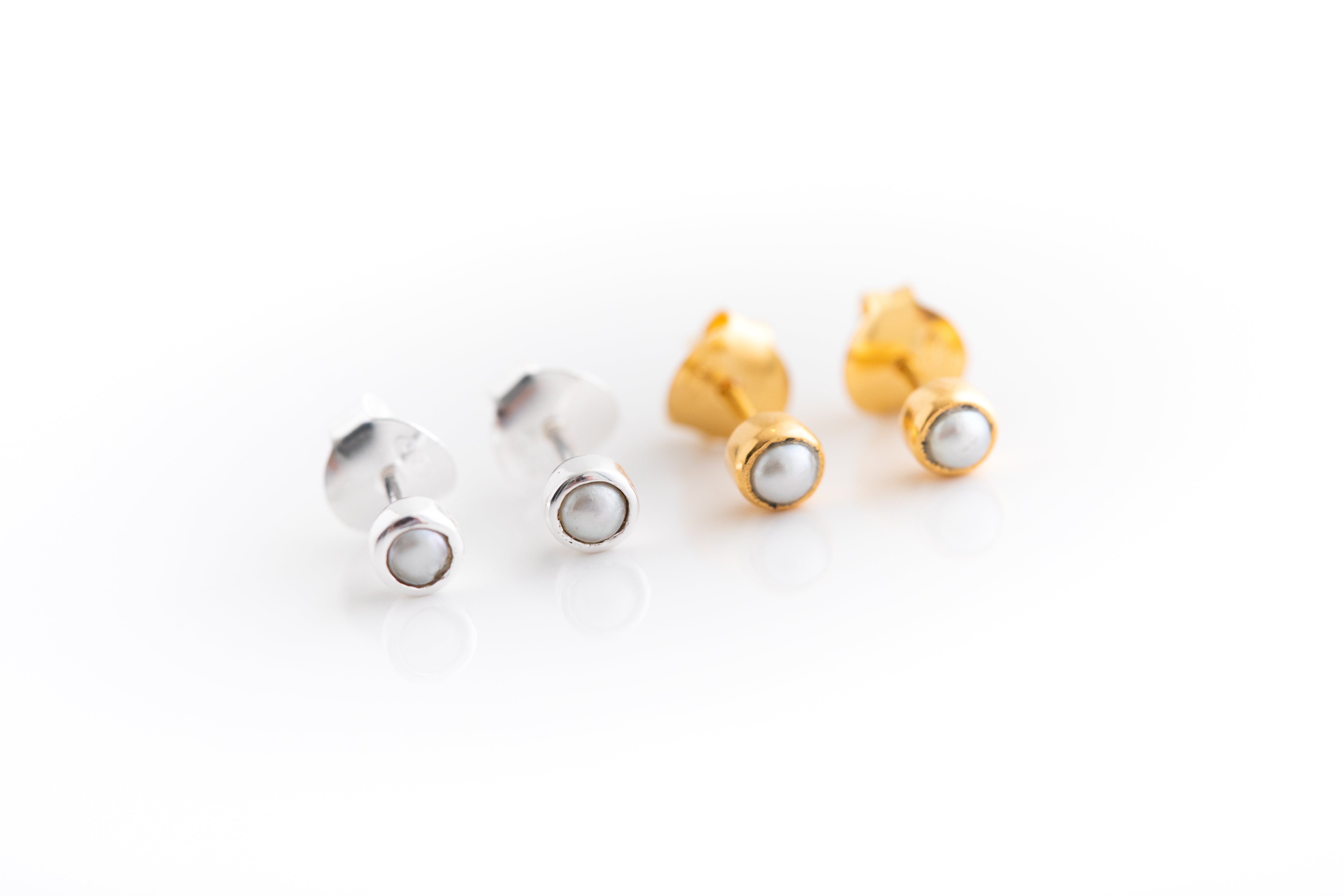 Gold Tiny Pearl Stud Earring