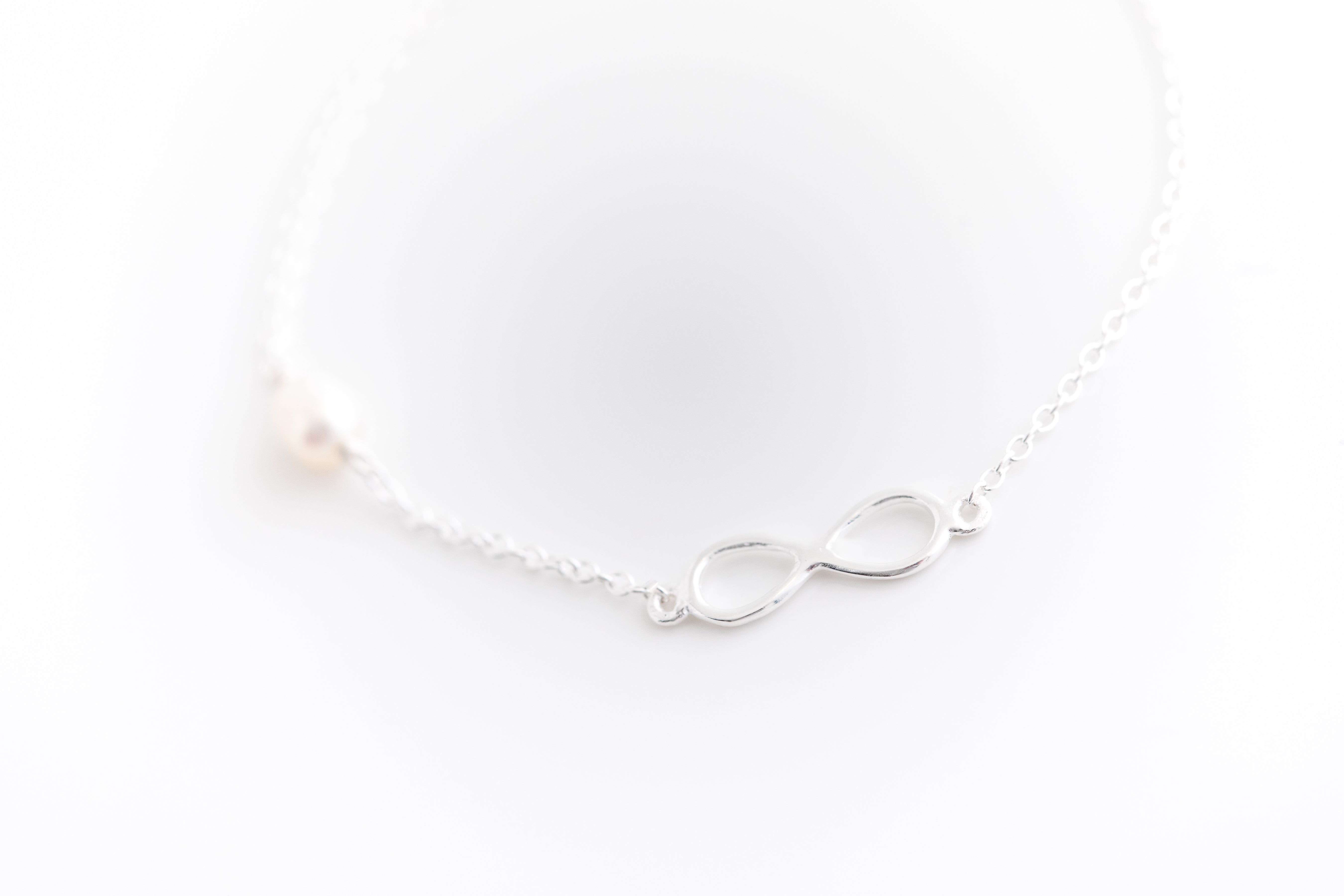 Silver Infinity Bracelet with Pearl