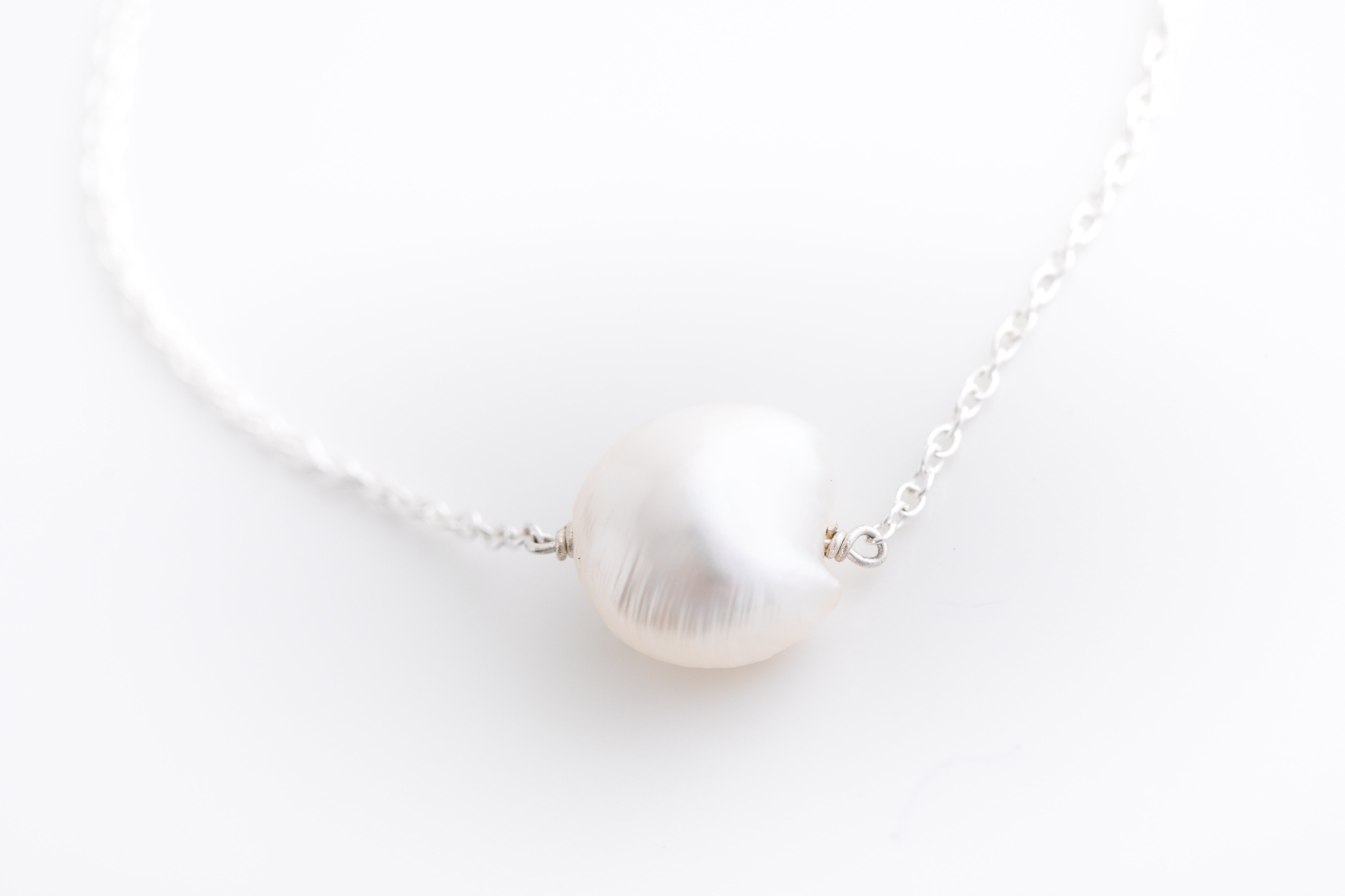 Silver Pearl on Chain Bracelet