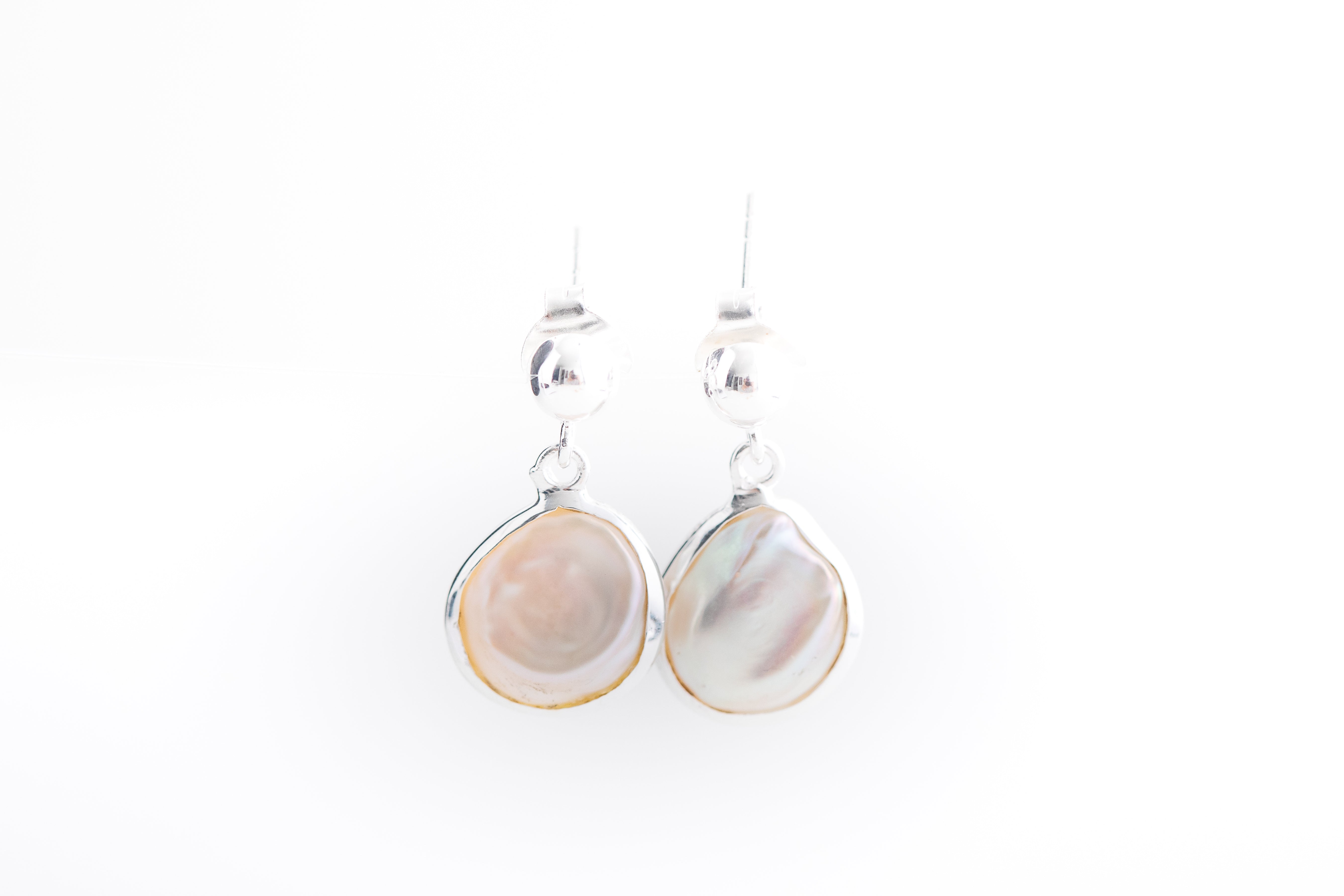 Pearl Drop Earrings in Silver Setting