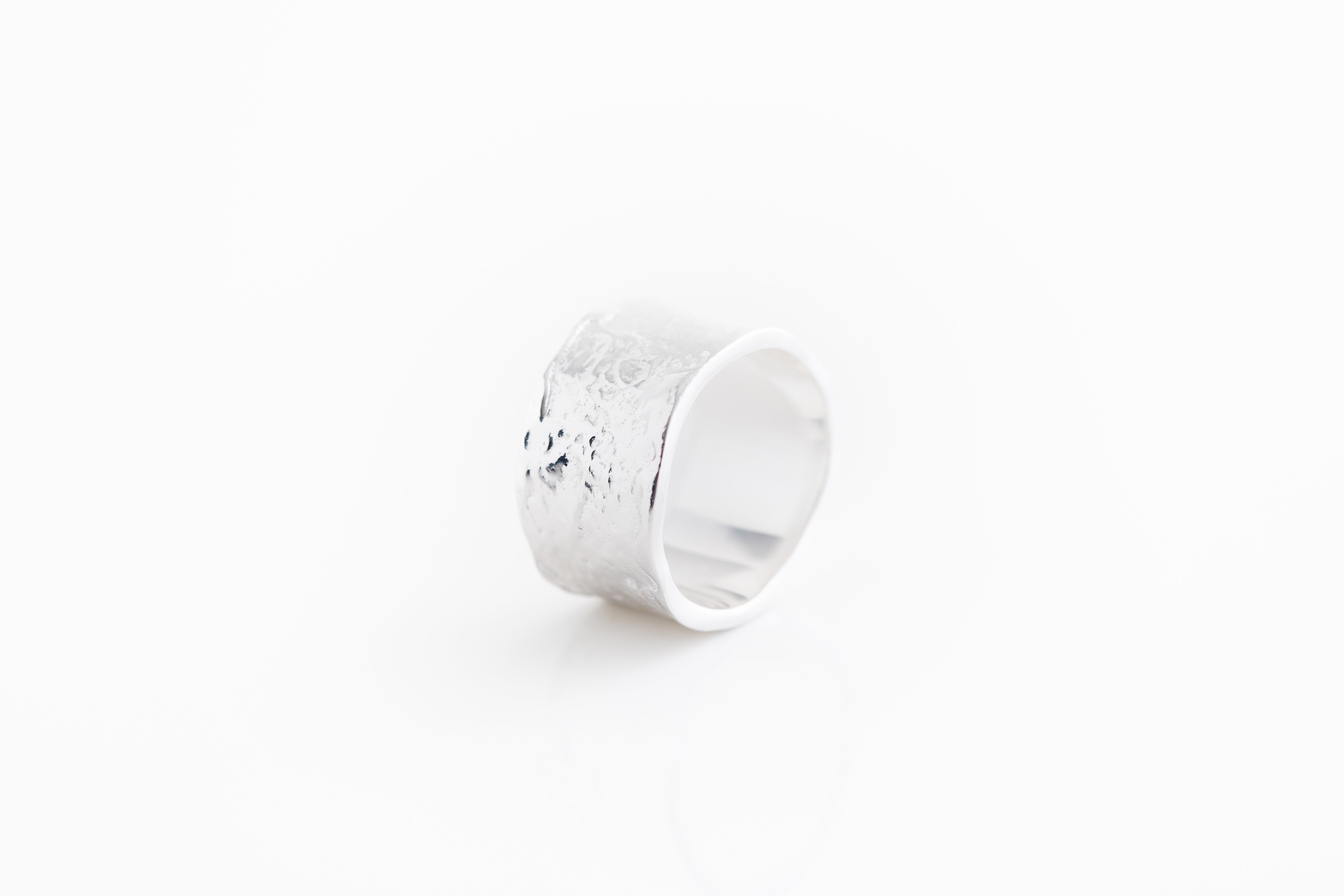 Wide Hammered Band Ring