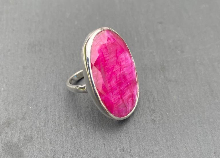 Large Silver Ruby Ring