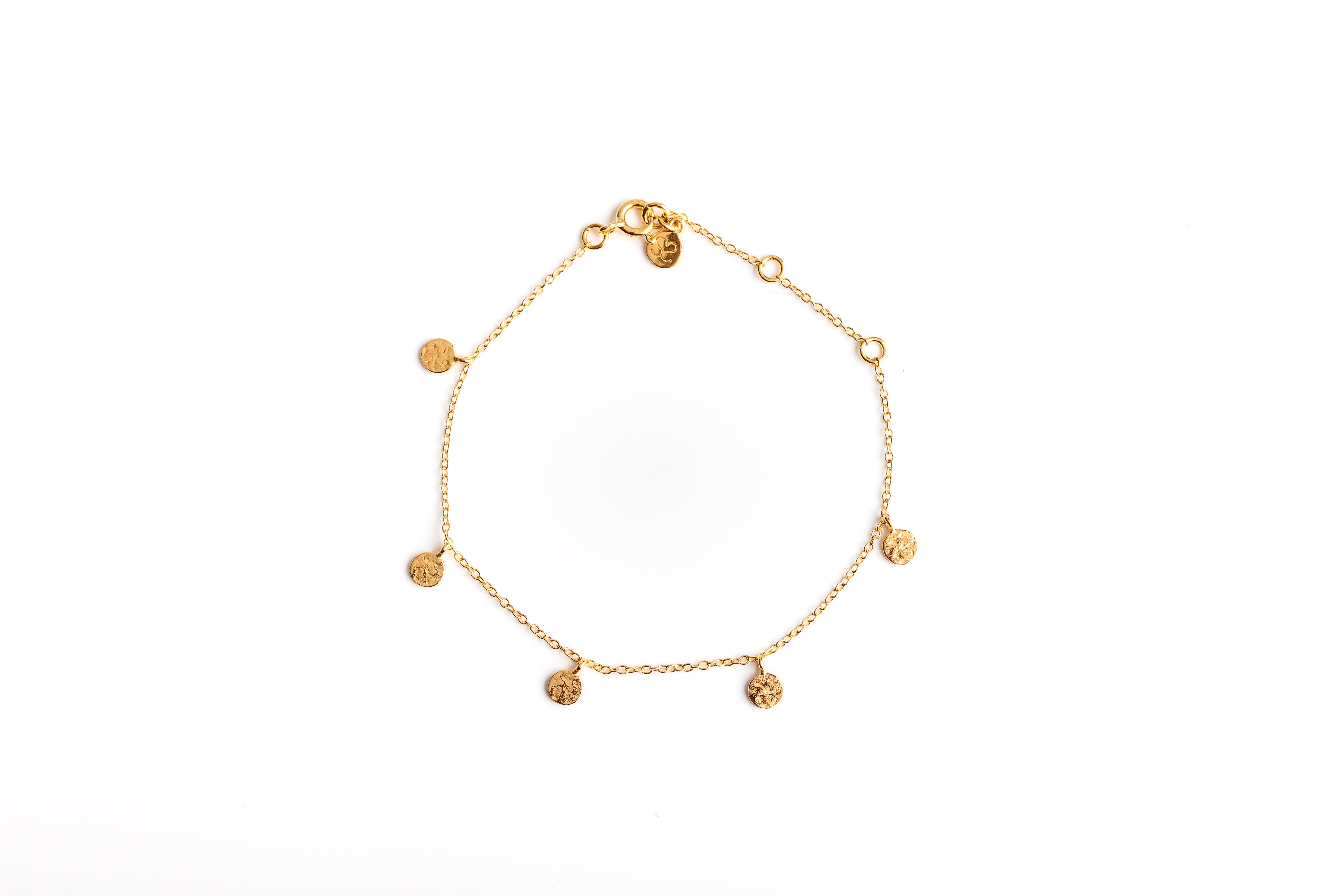 Gold Mini Hammered Disc Bracelet