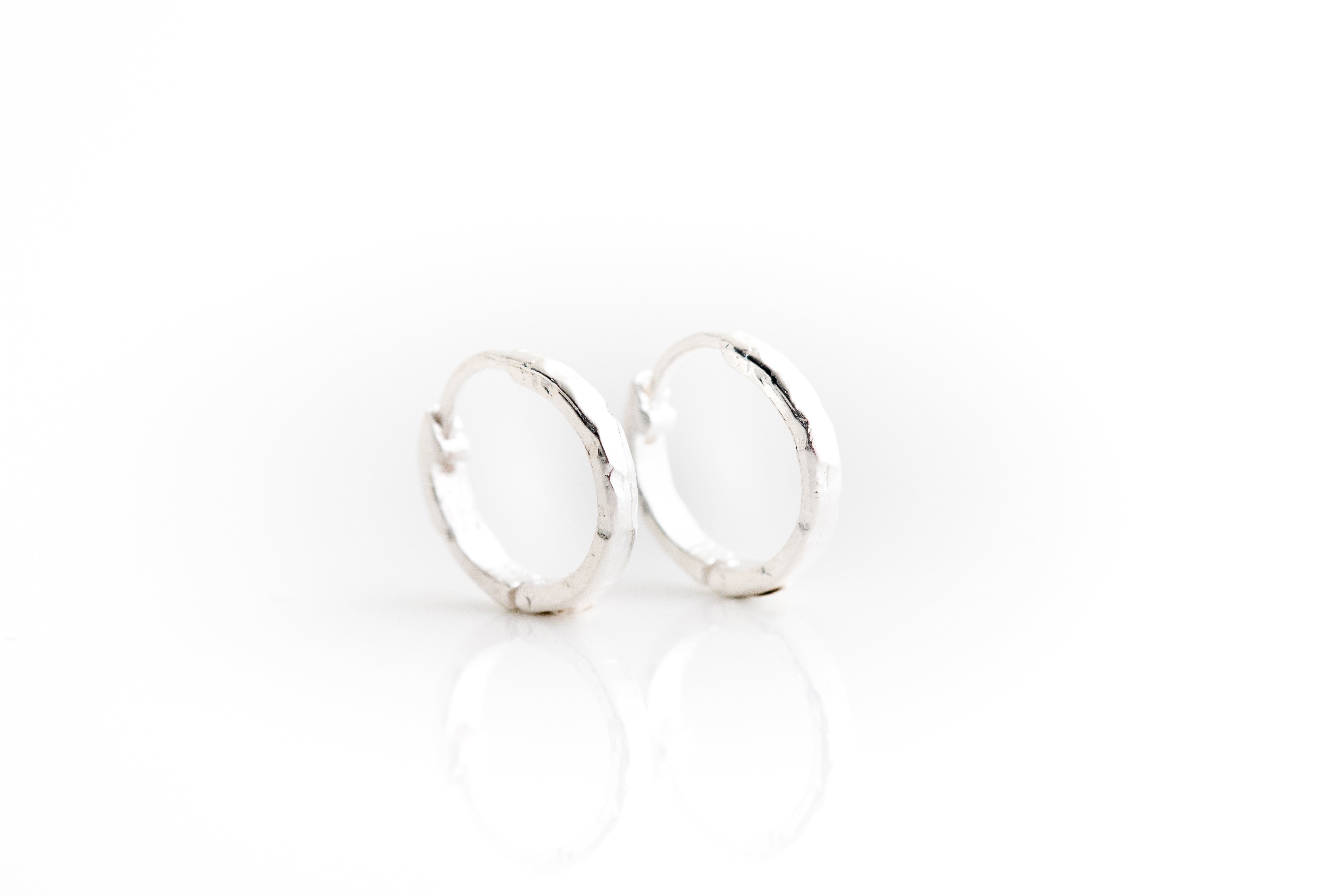Silver Hammered Huggie Earrings