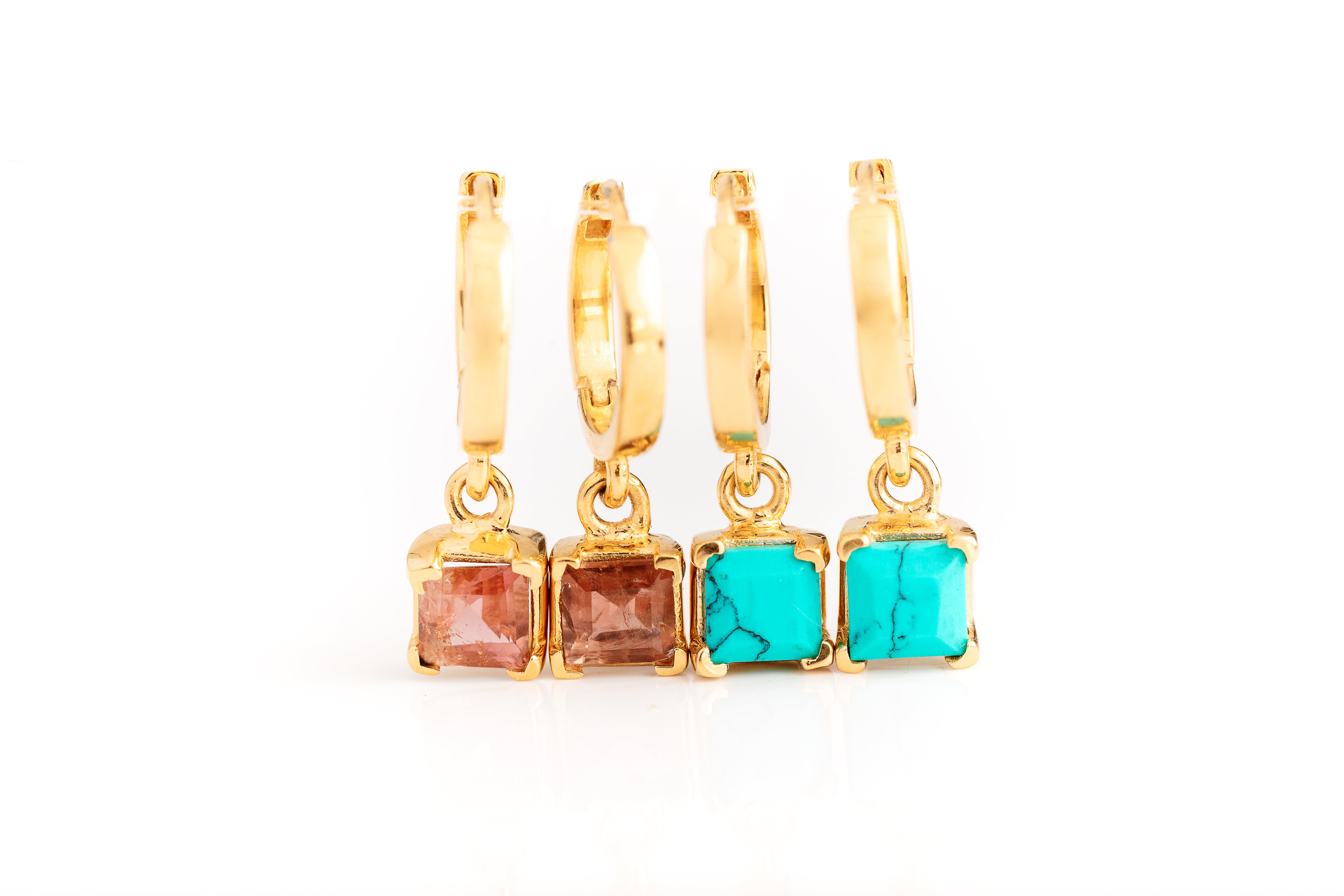 Gold Gemstone Huggie Earrings