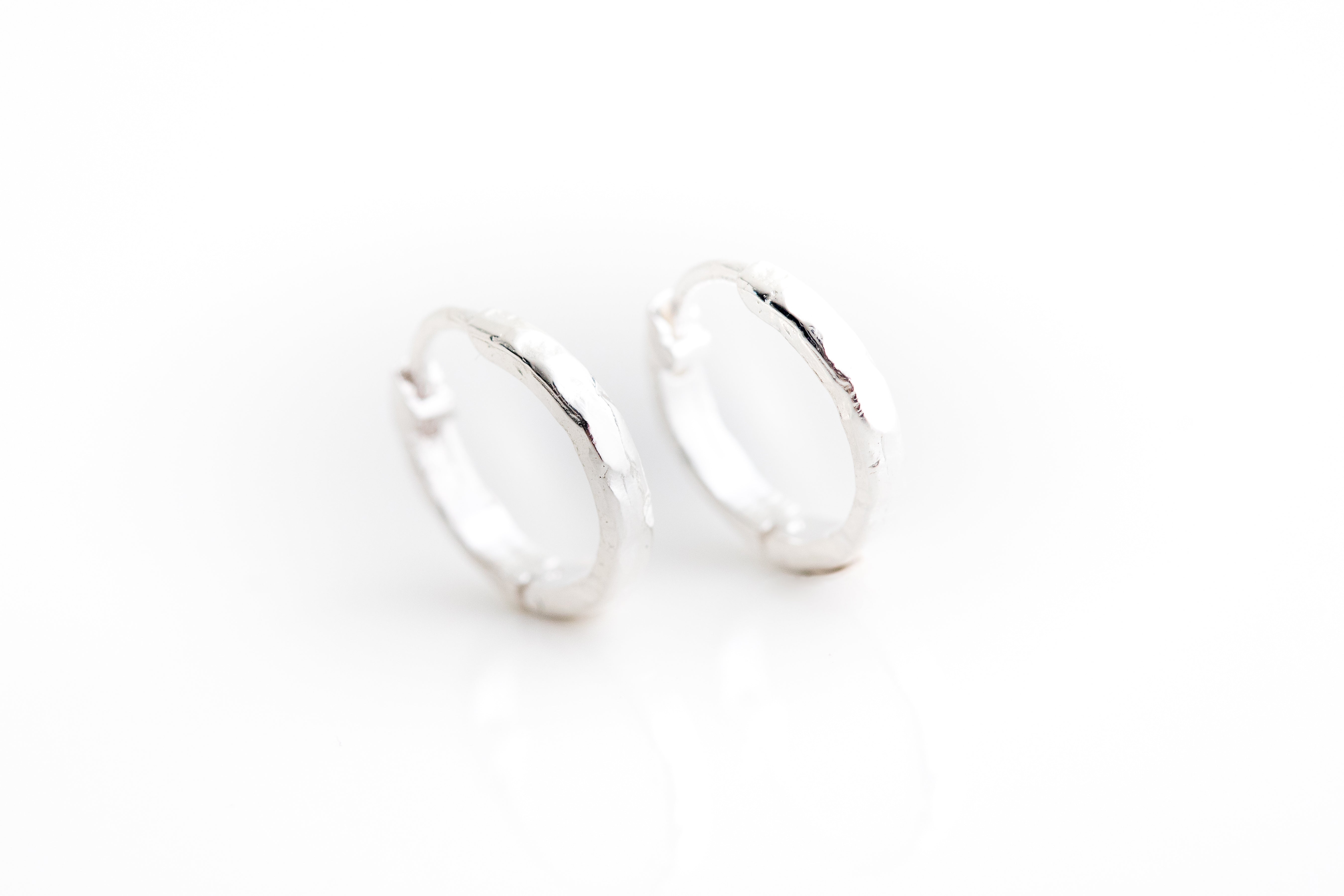 Silver Hammered Huggie Earrings
