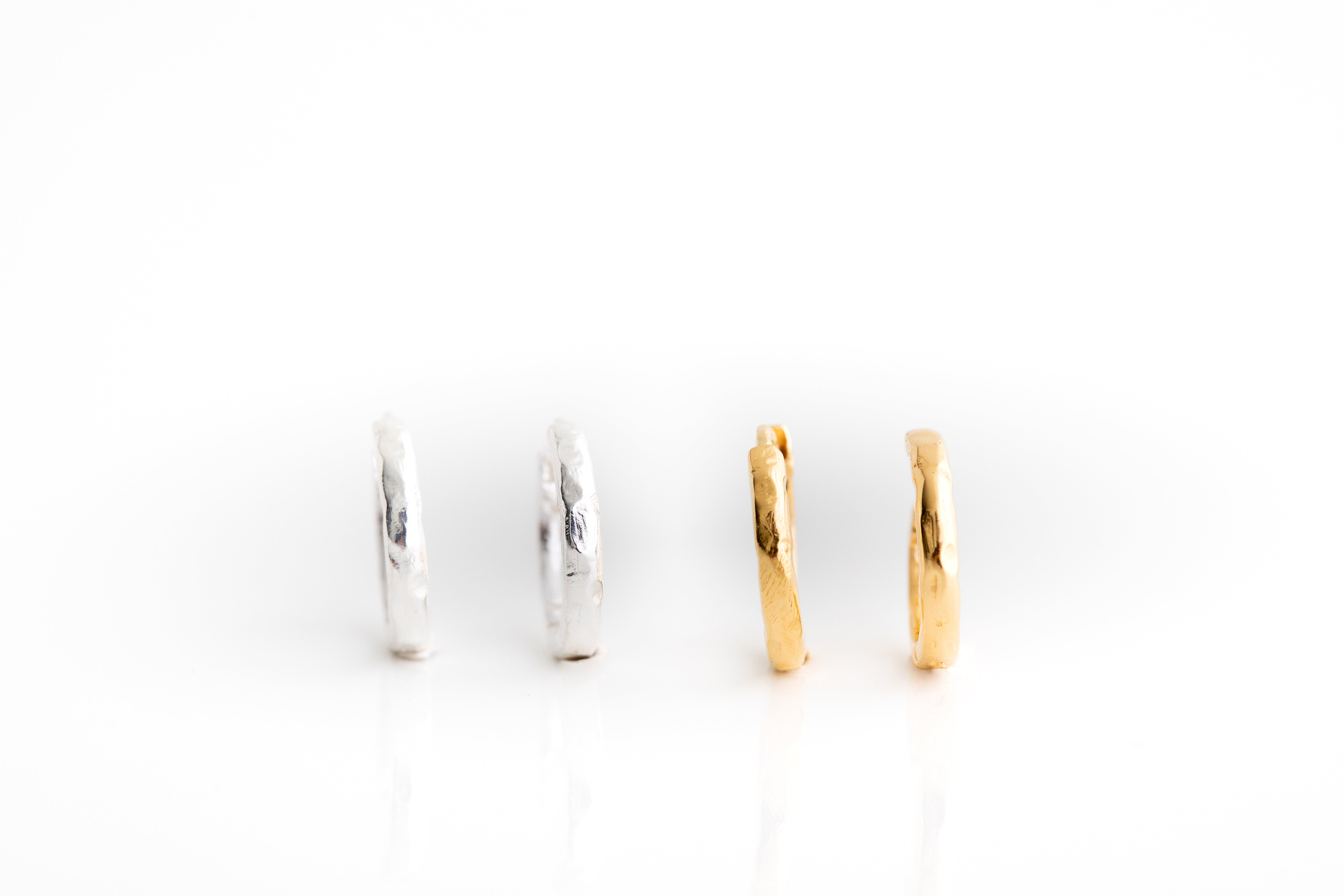 Silver Hammered Huggie Earrings