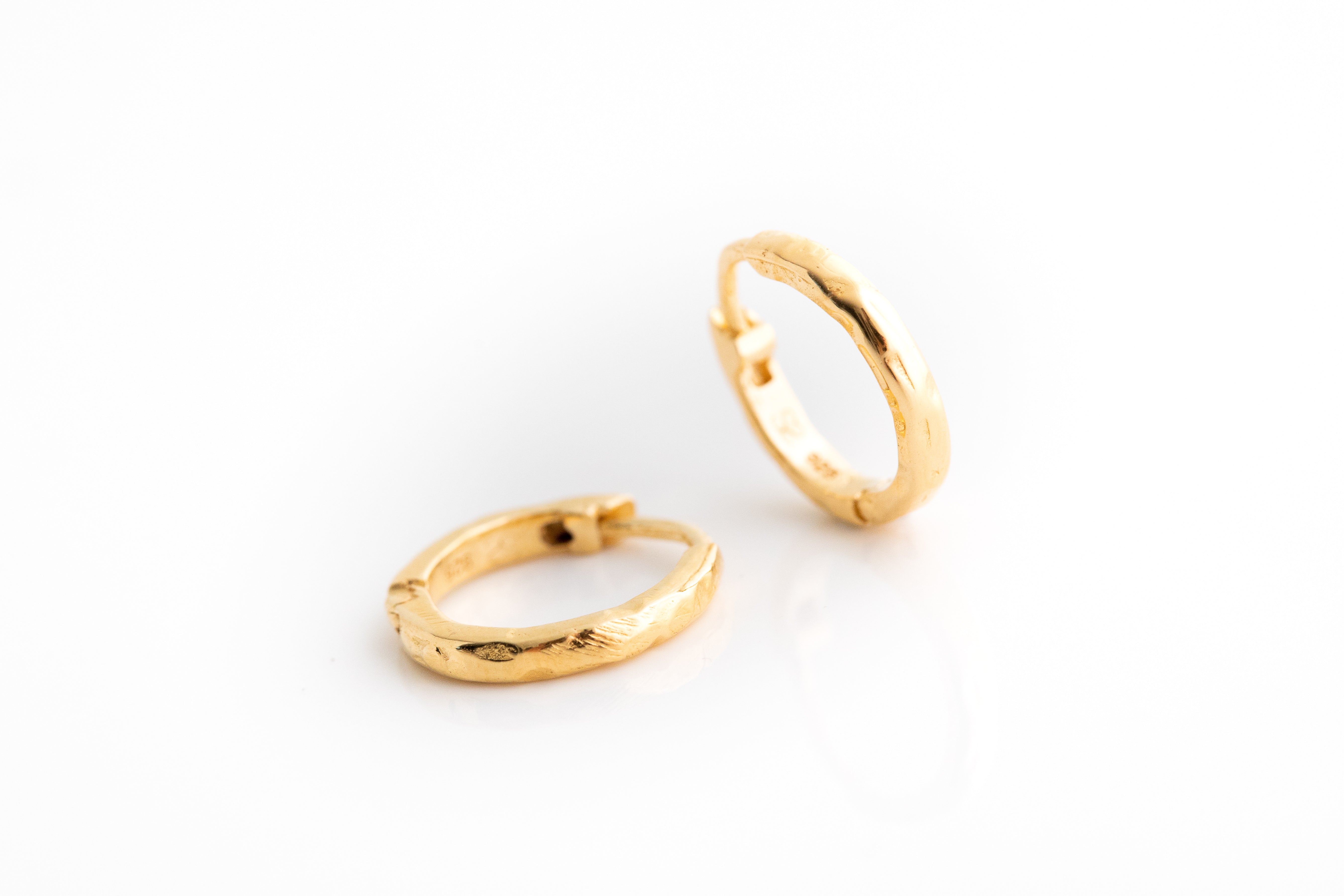 Gold Hammered Huggie Earrings