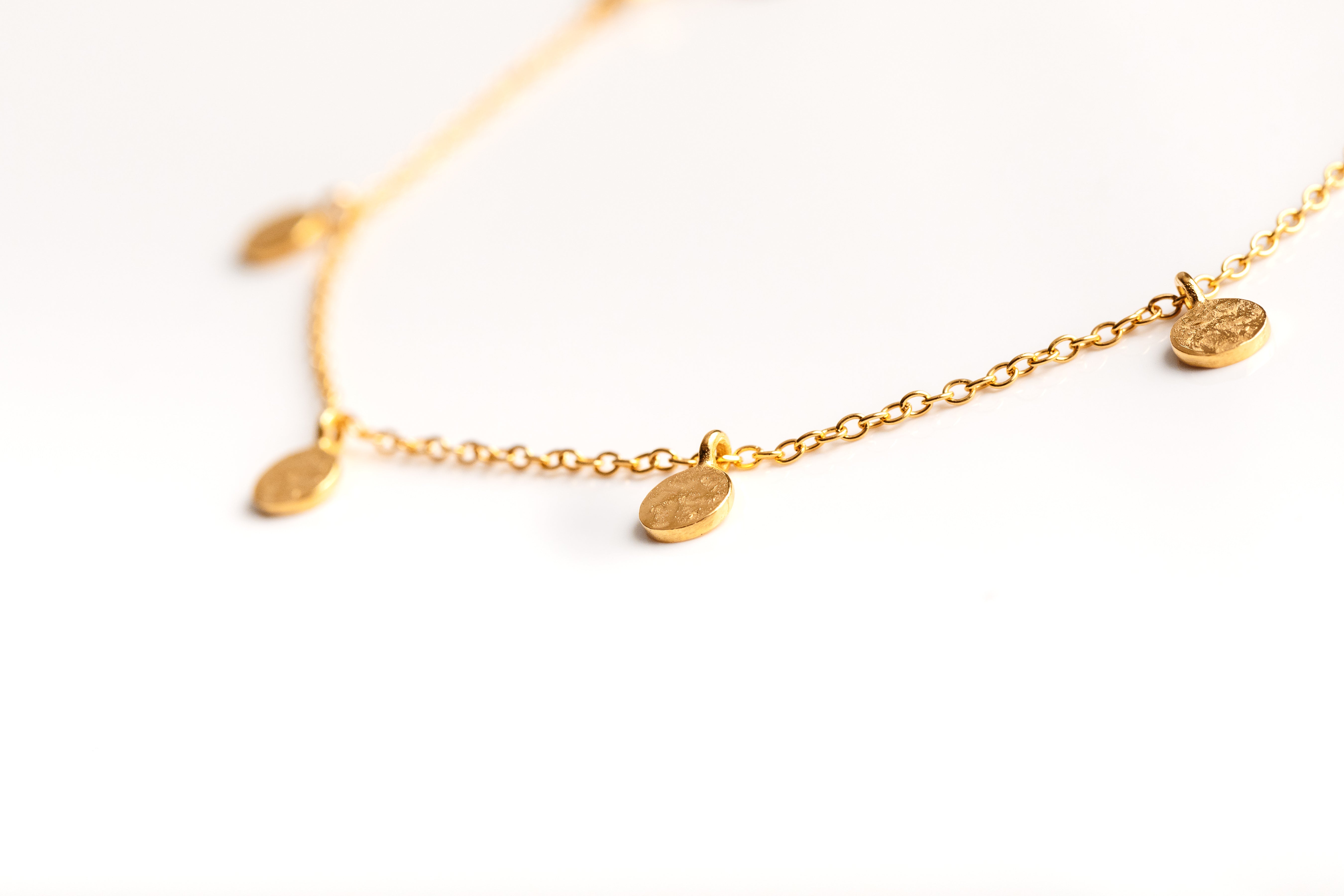 Gold Mini Hammered Disc Bracelet