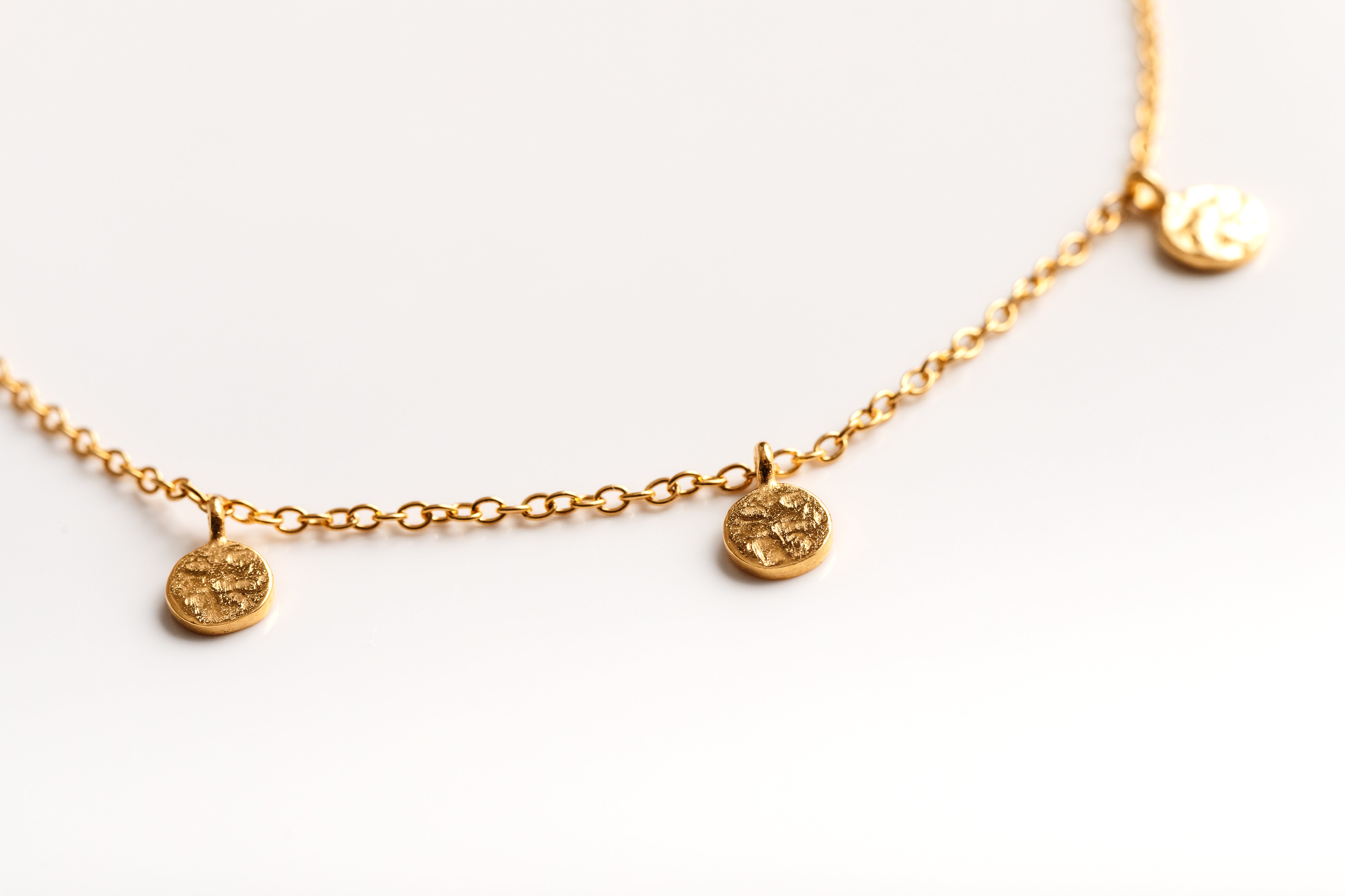 Gold Mini Hammered Disc Bracelet
