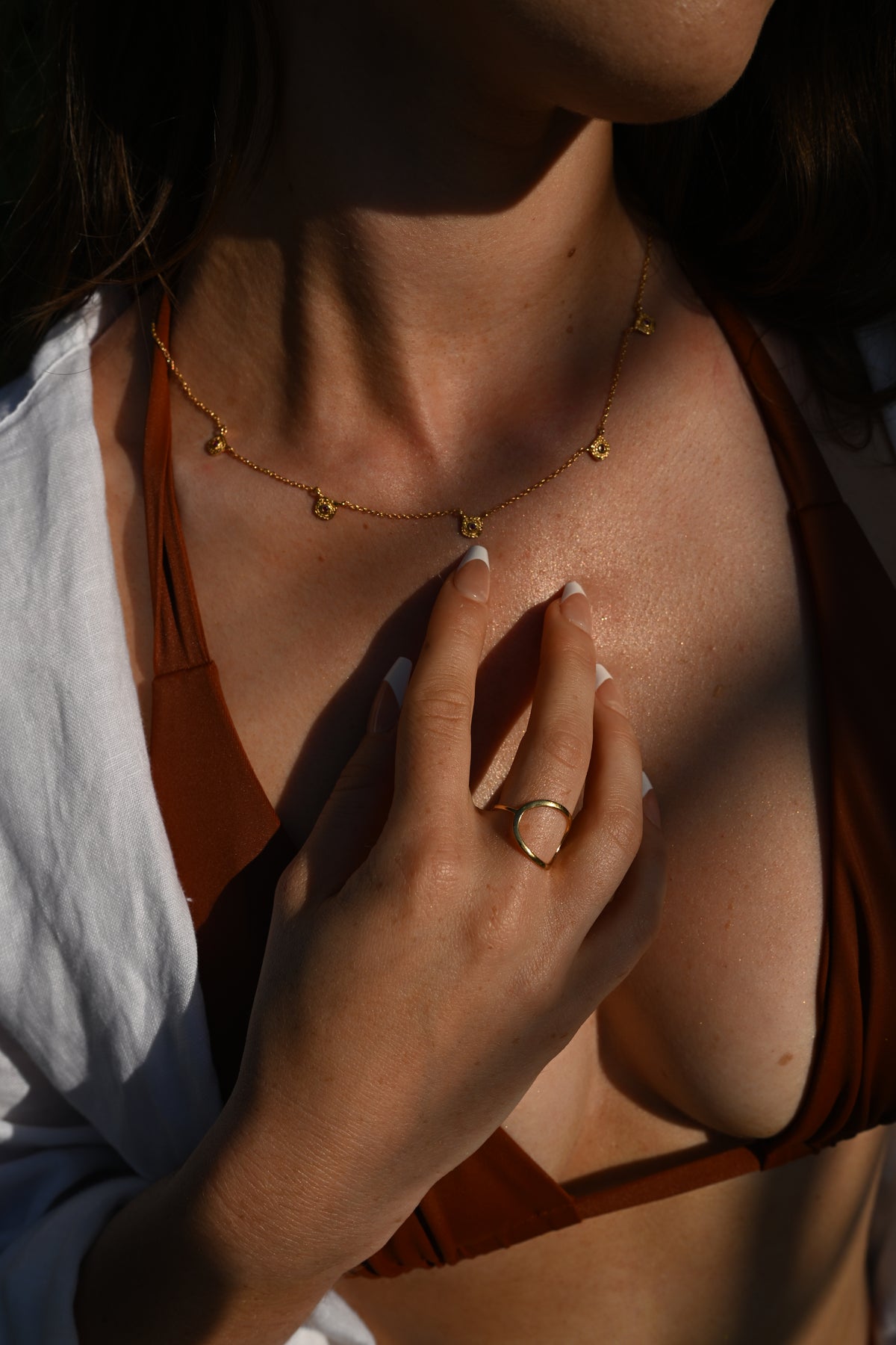 Gold Ruby Charm Necklace