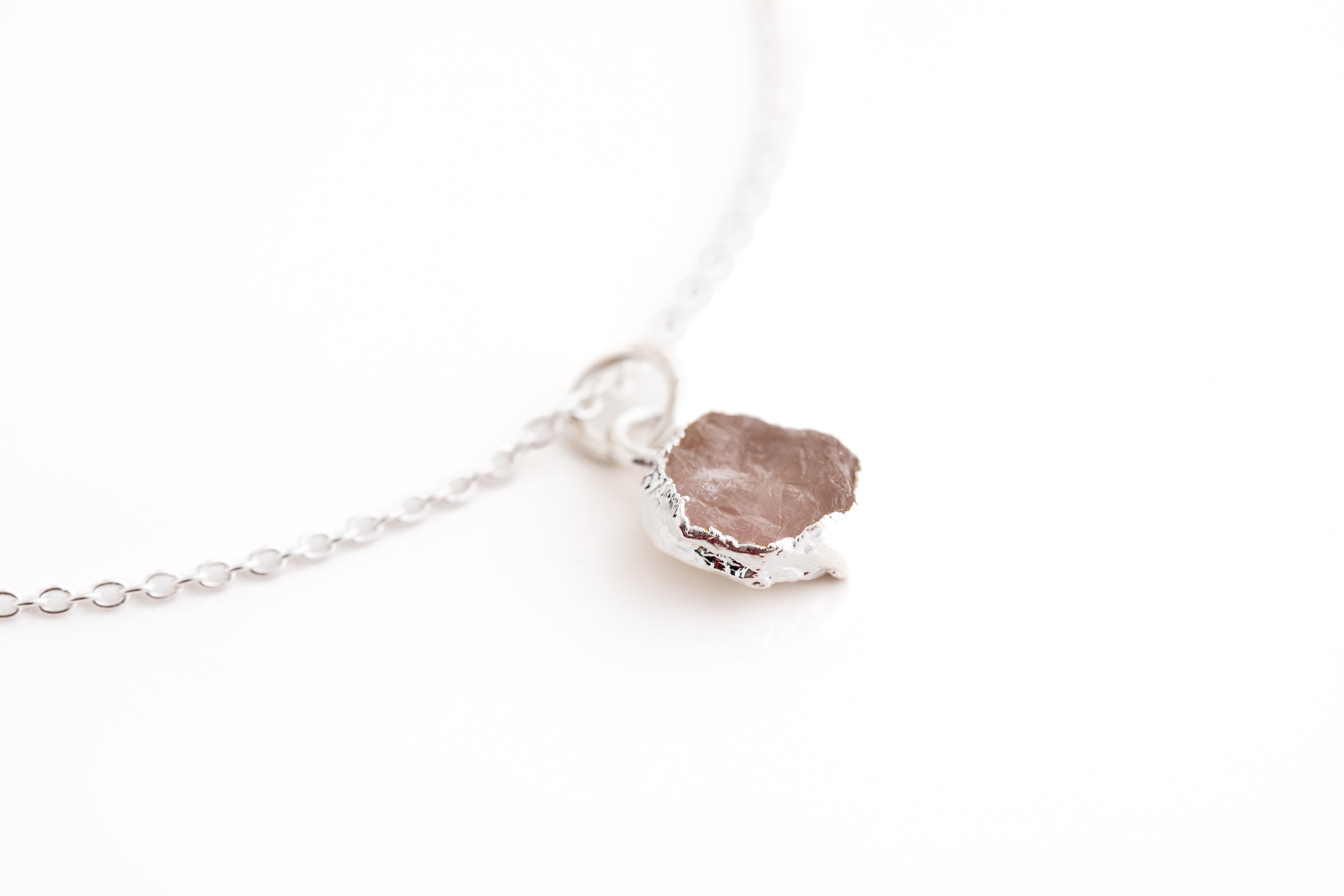 Small Silver Raw Crystal  Necklace