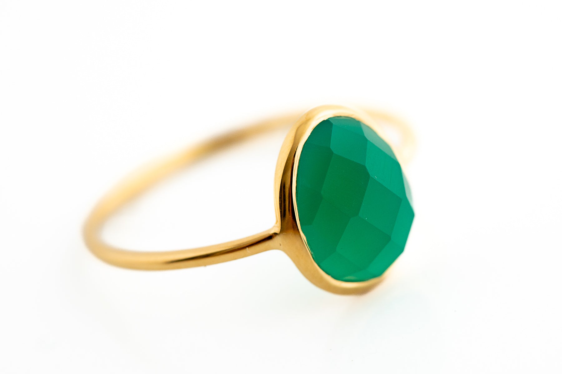 Gold Green Onyx Ring