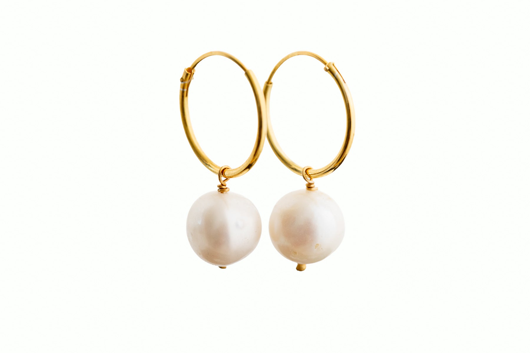 Gold Pearl Huggie Earrings