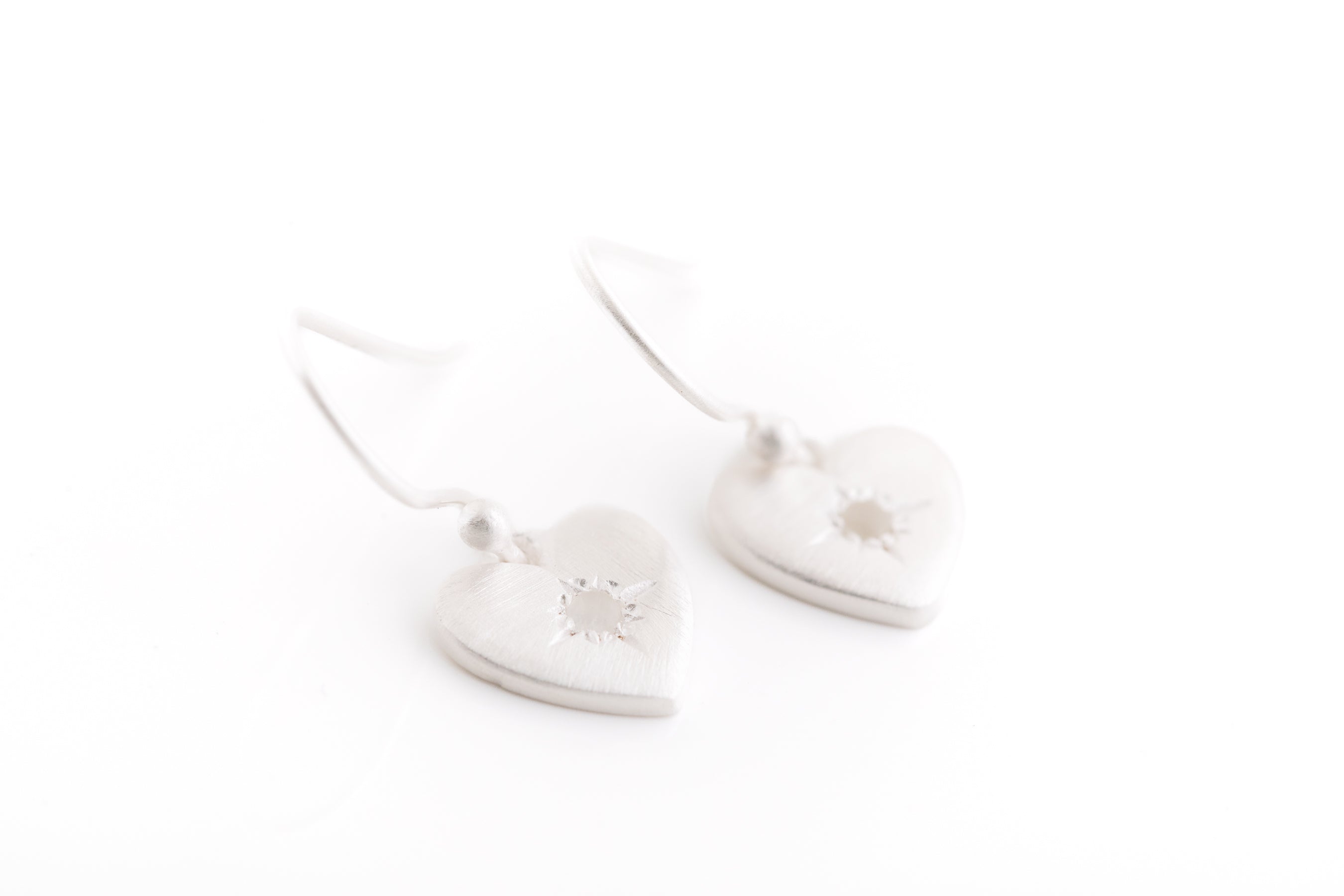 Silver Moonstone Heart Earrings