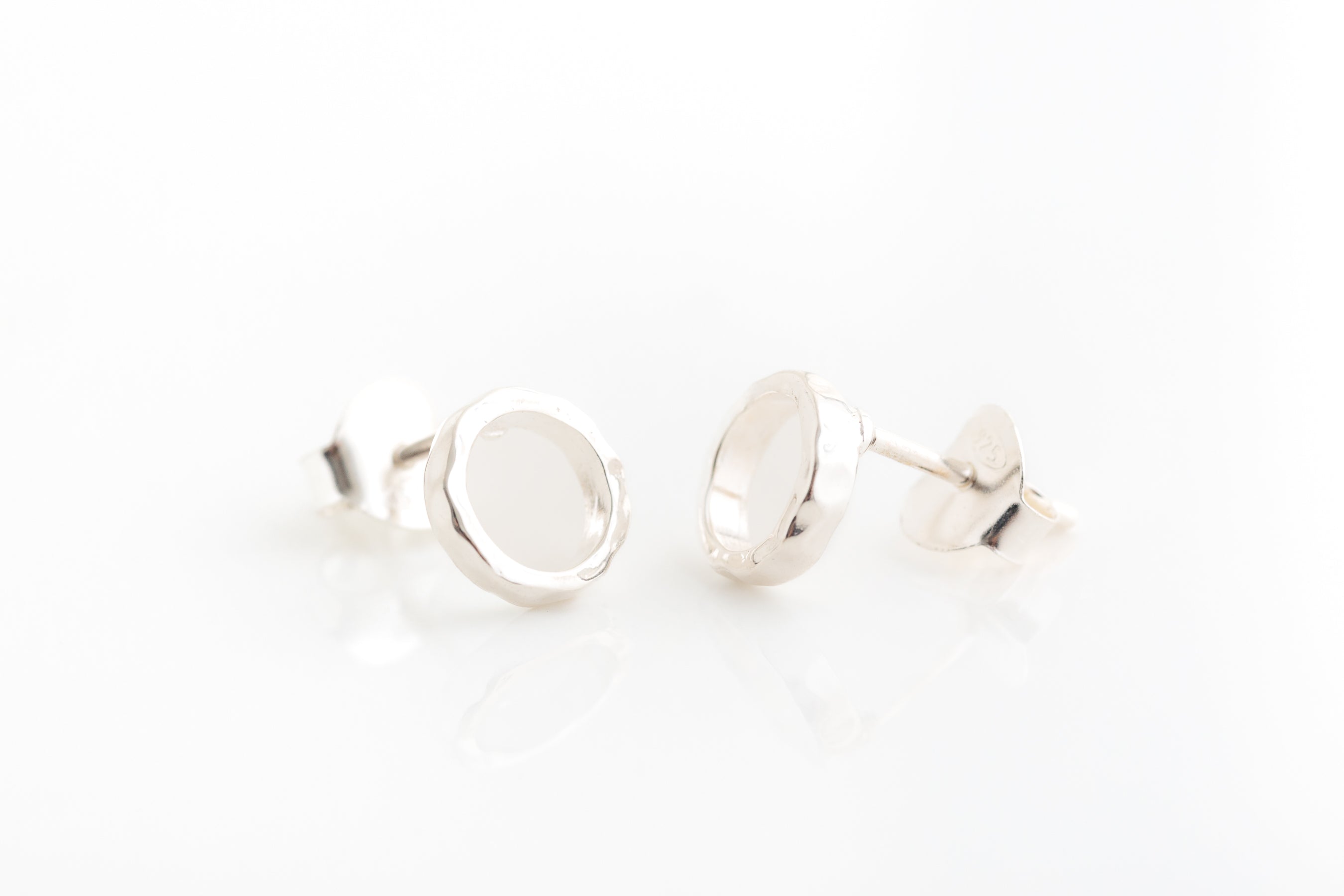 Silver Open Circle Stud Earrings