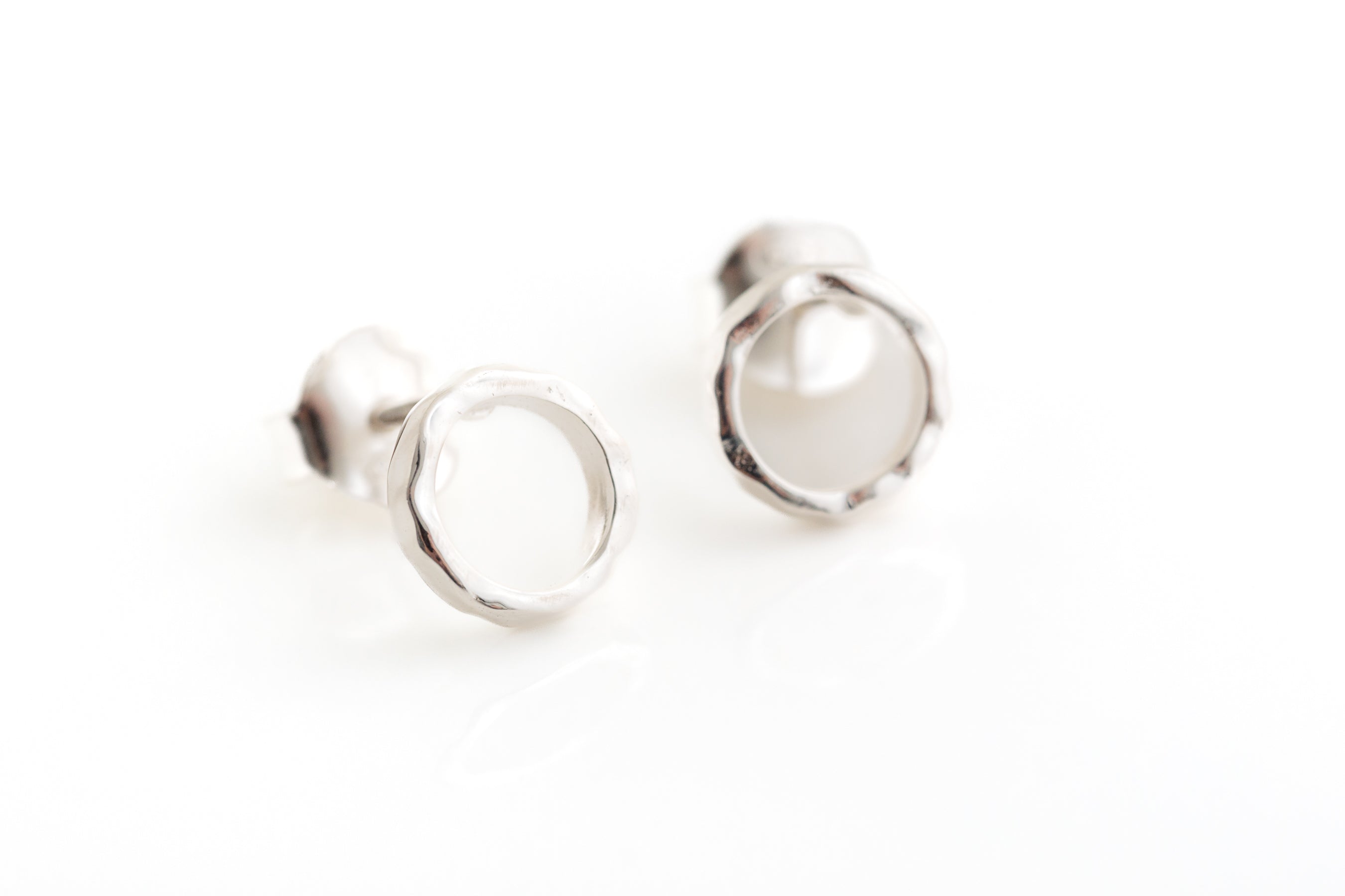 Silver Open Circle Stud Earrings