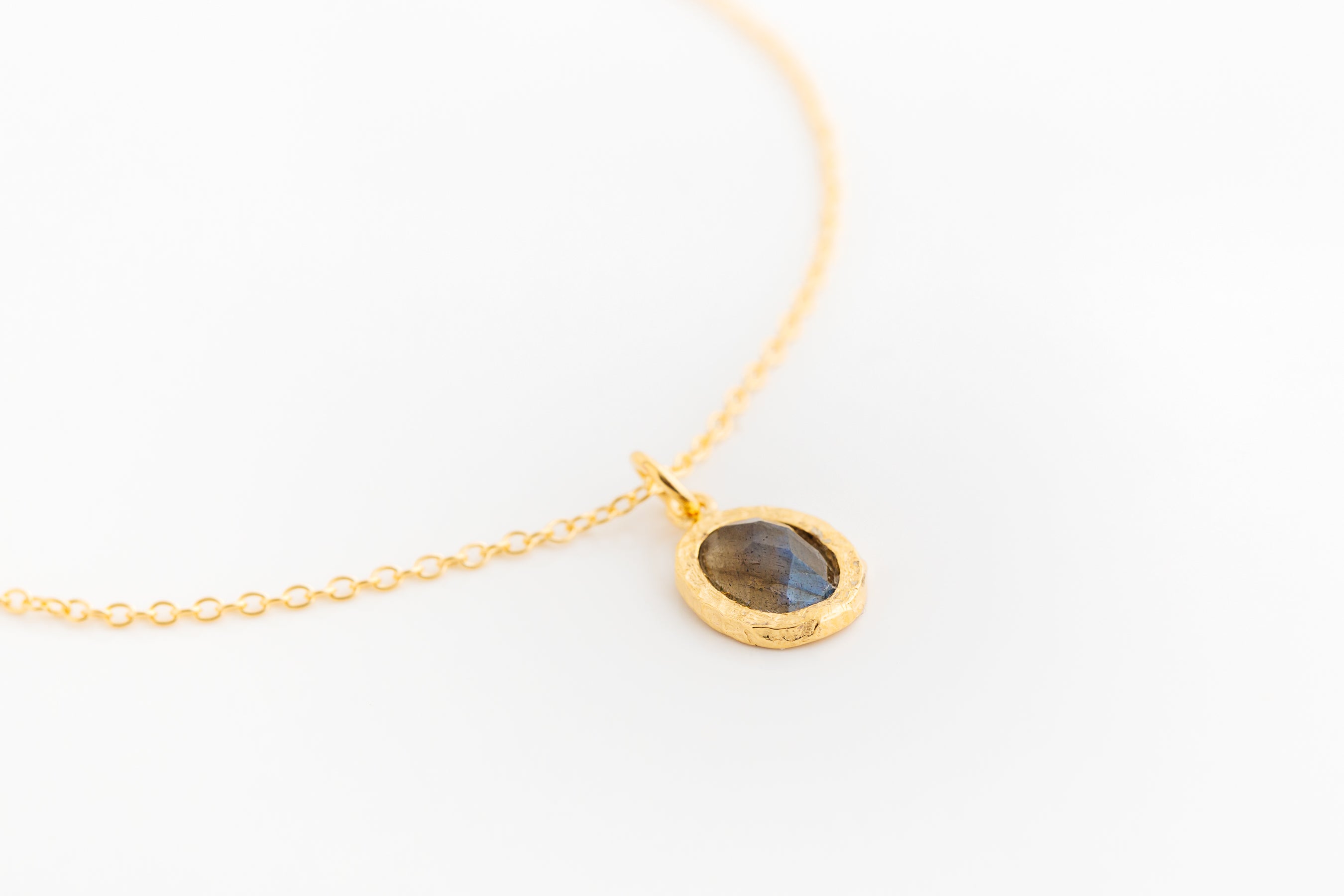 Gold Oval Labradorite Necklace