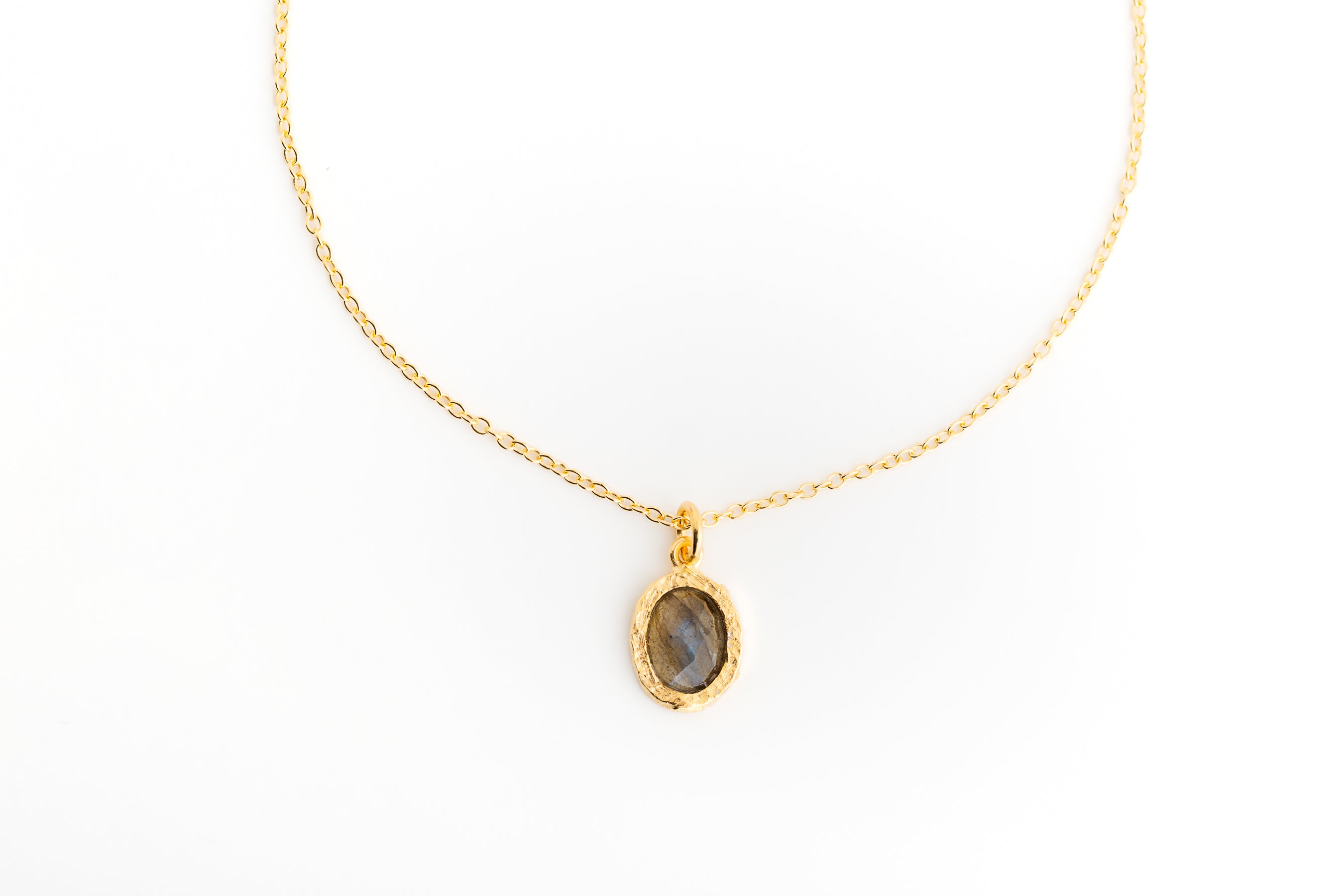 Gold Oval Labradorite Necklace