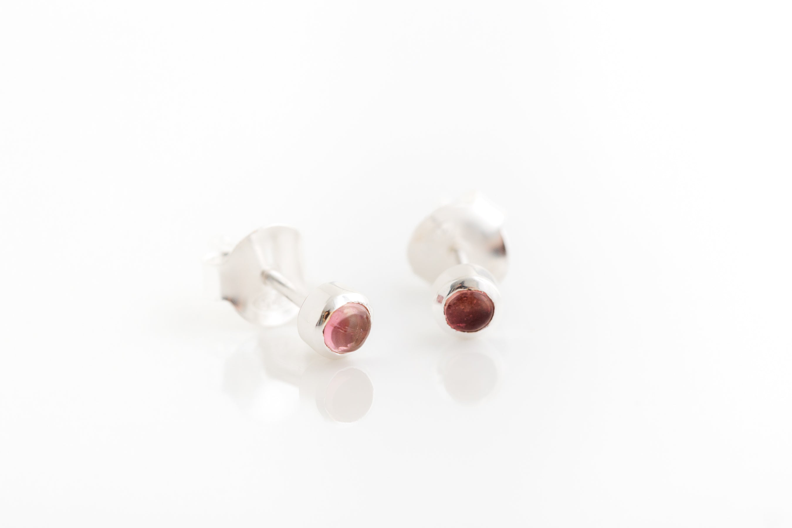 Silver Tiny Gemstone Stud Earrings