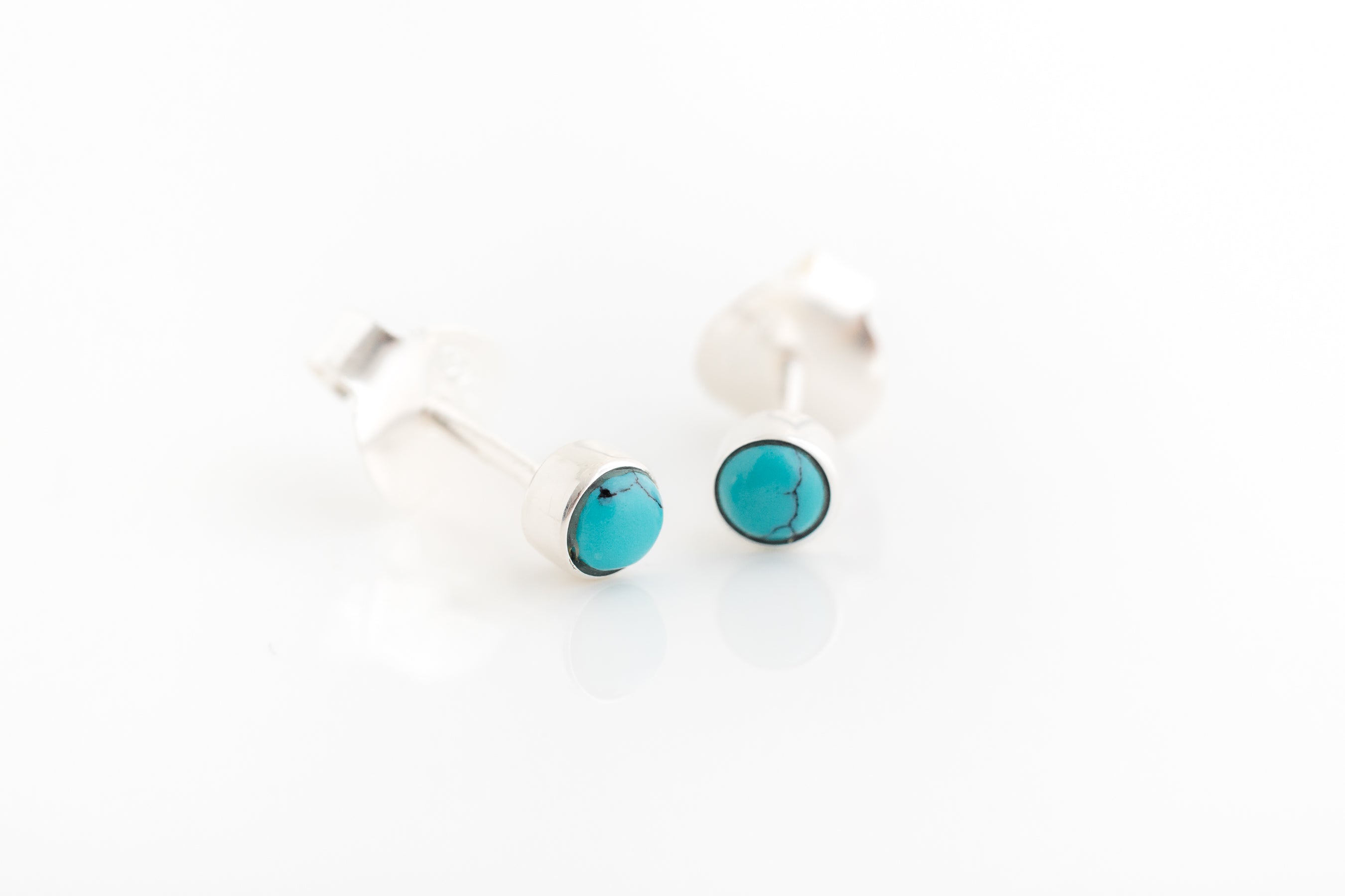 Silver Tiny Gemstone Stud Earrings