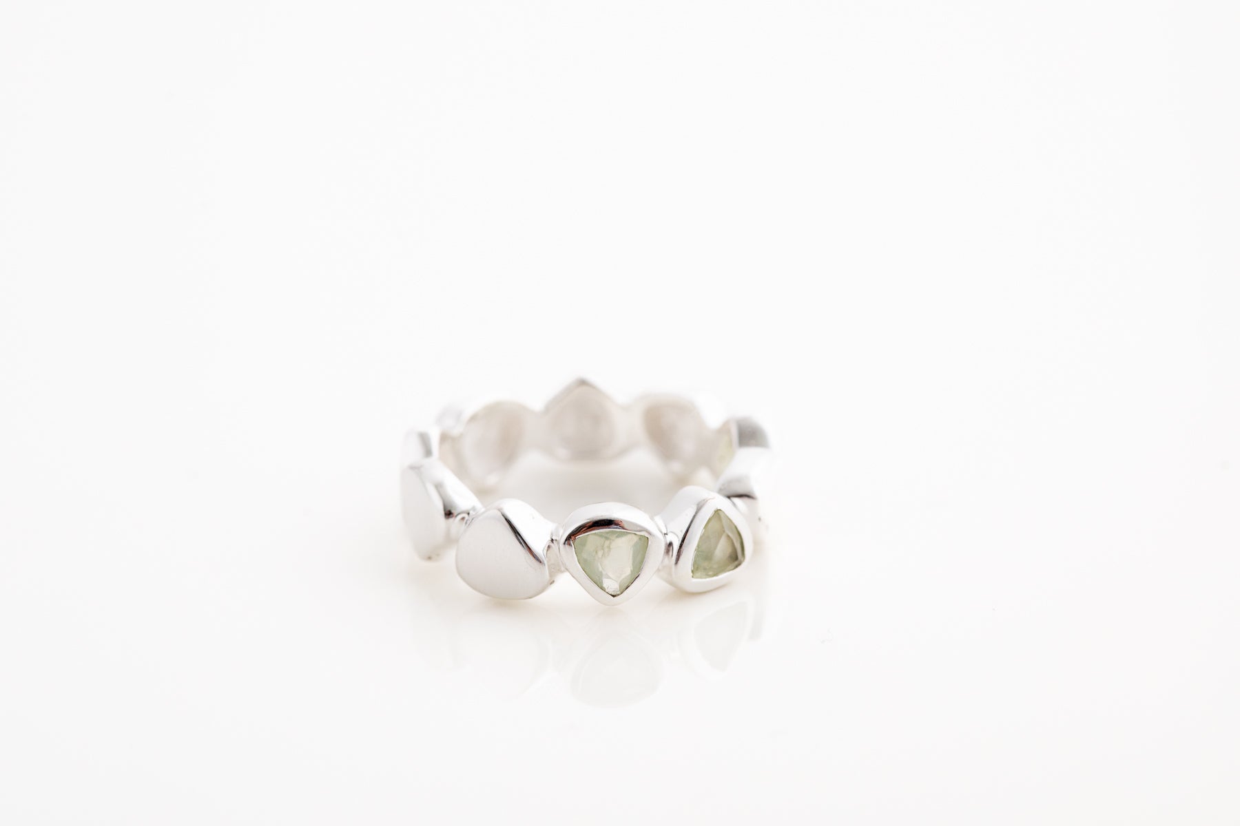 Silver Prehnite Ring