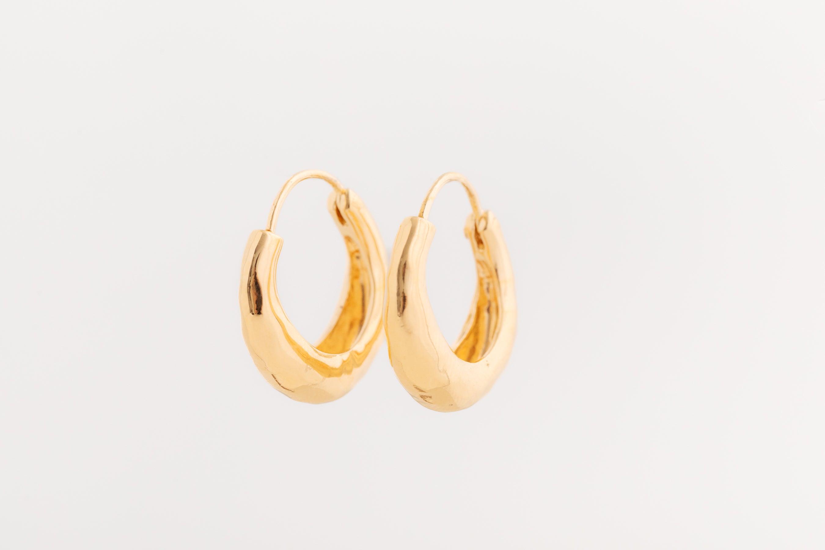 Gold Chubby Hammered Hoop Earrings