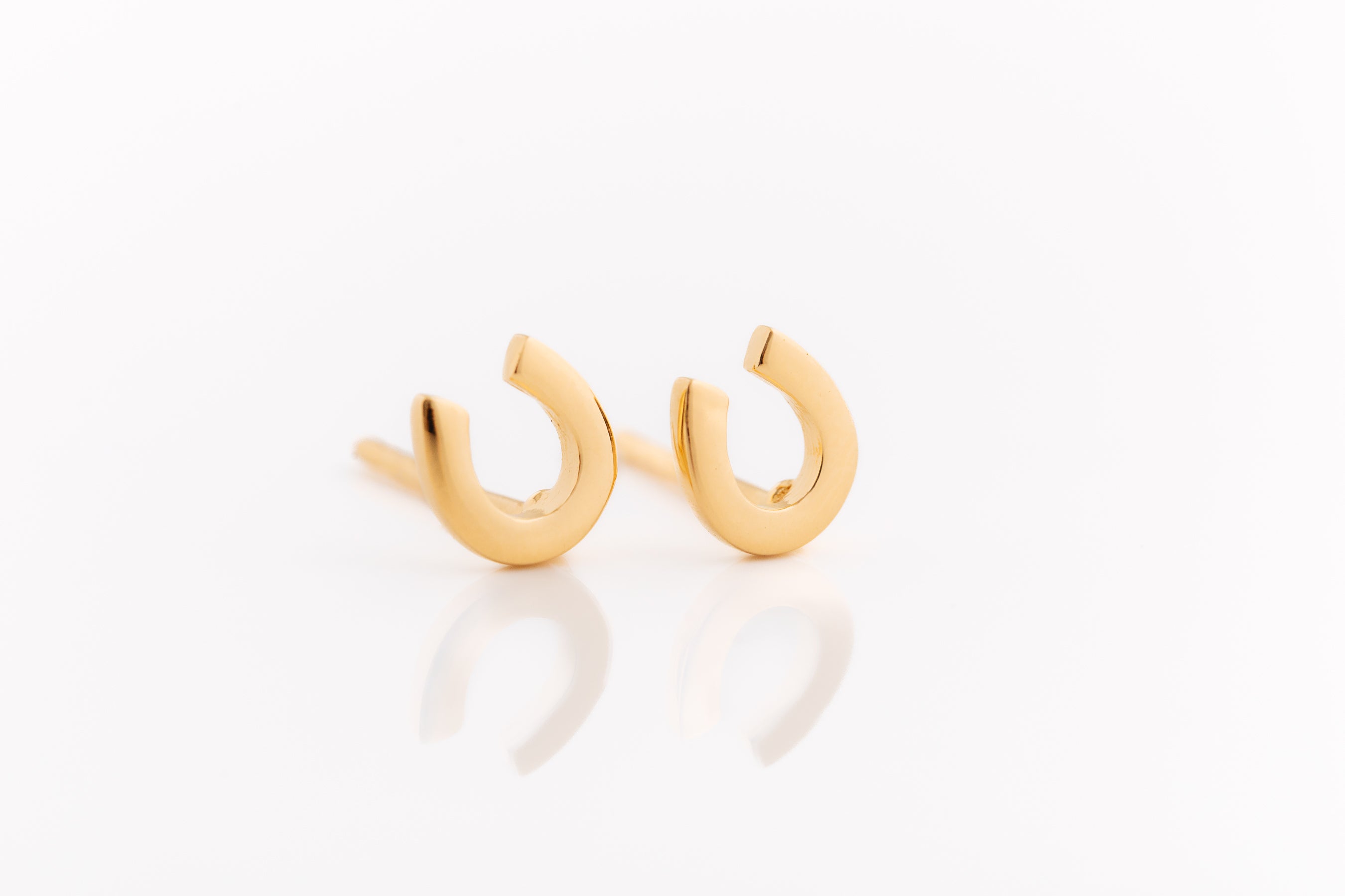 Gold Horseshoe Stud Earrings