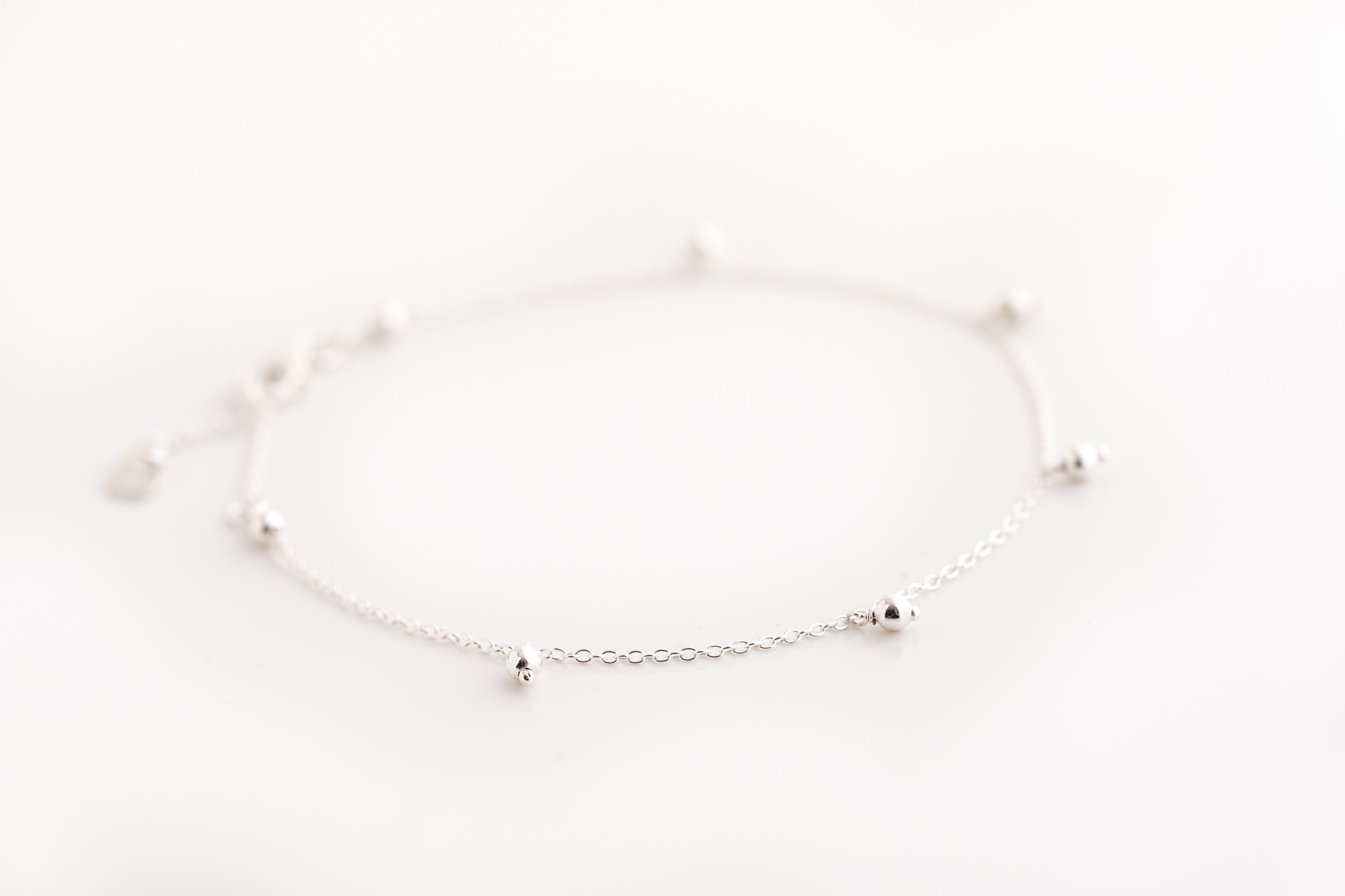 Silver Beaded Anklet