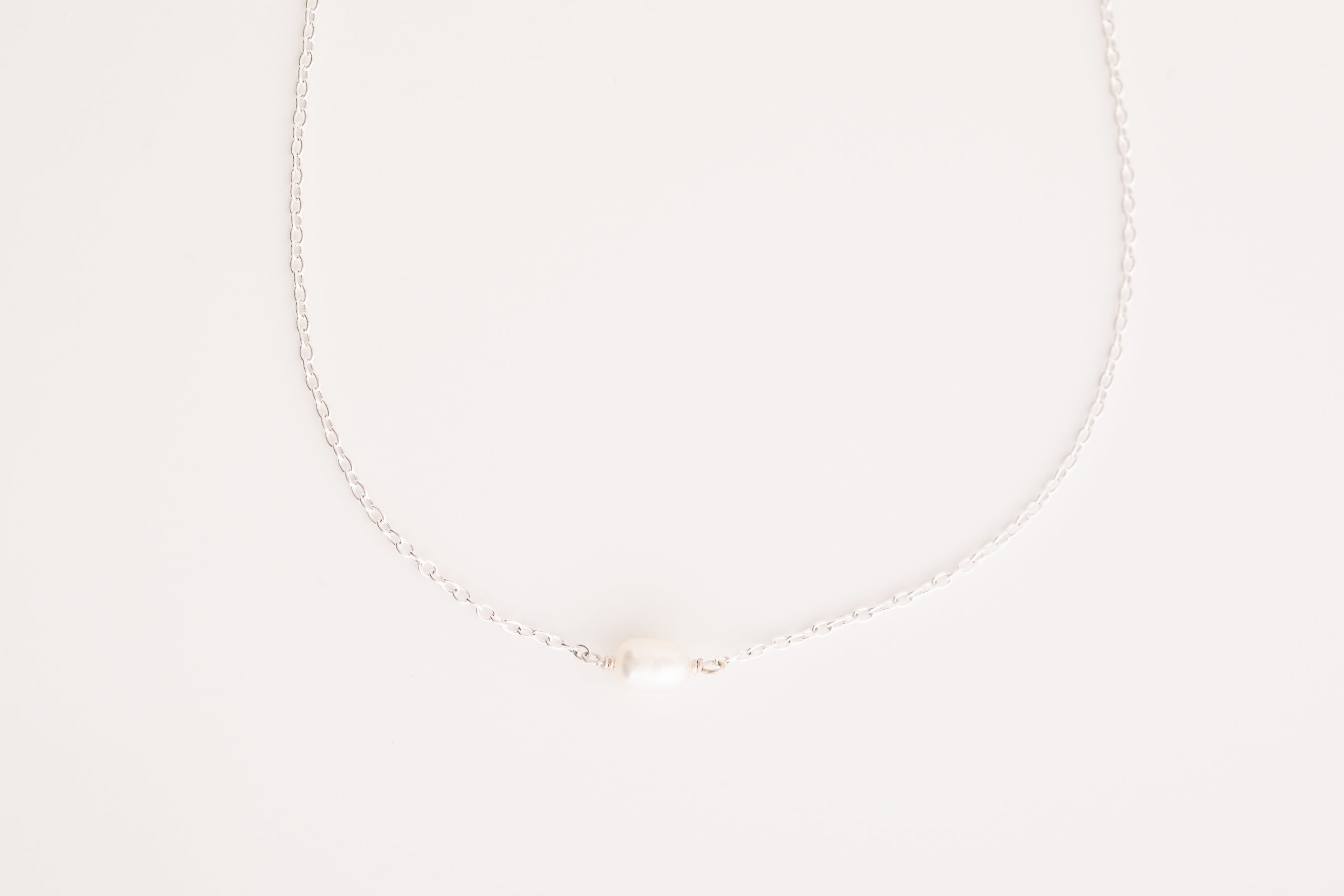 Tiny Silver Pearl Necklace