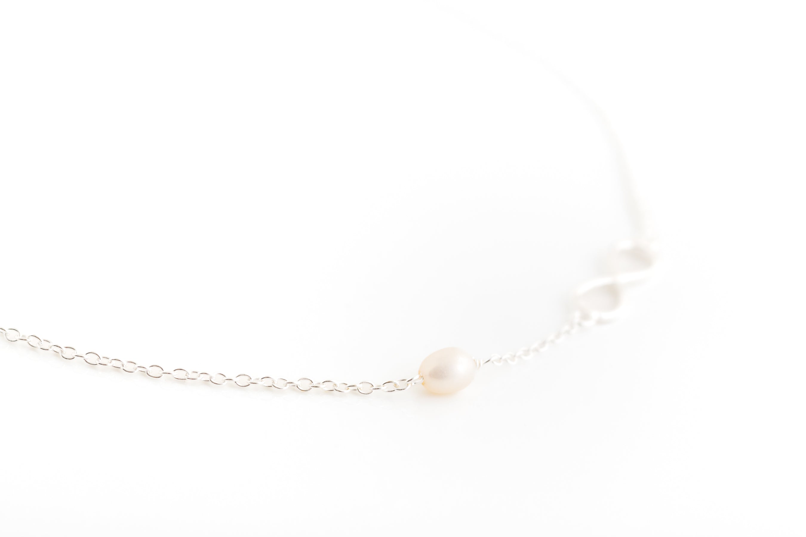 Silver Infinity Necklace with Pearl